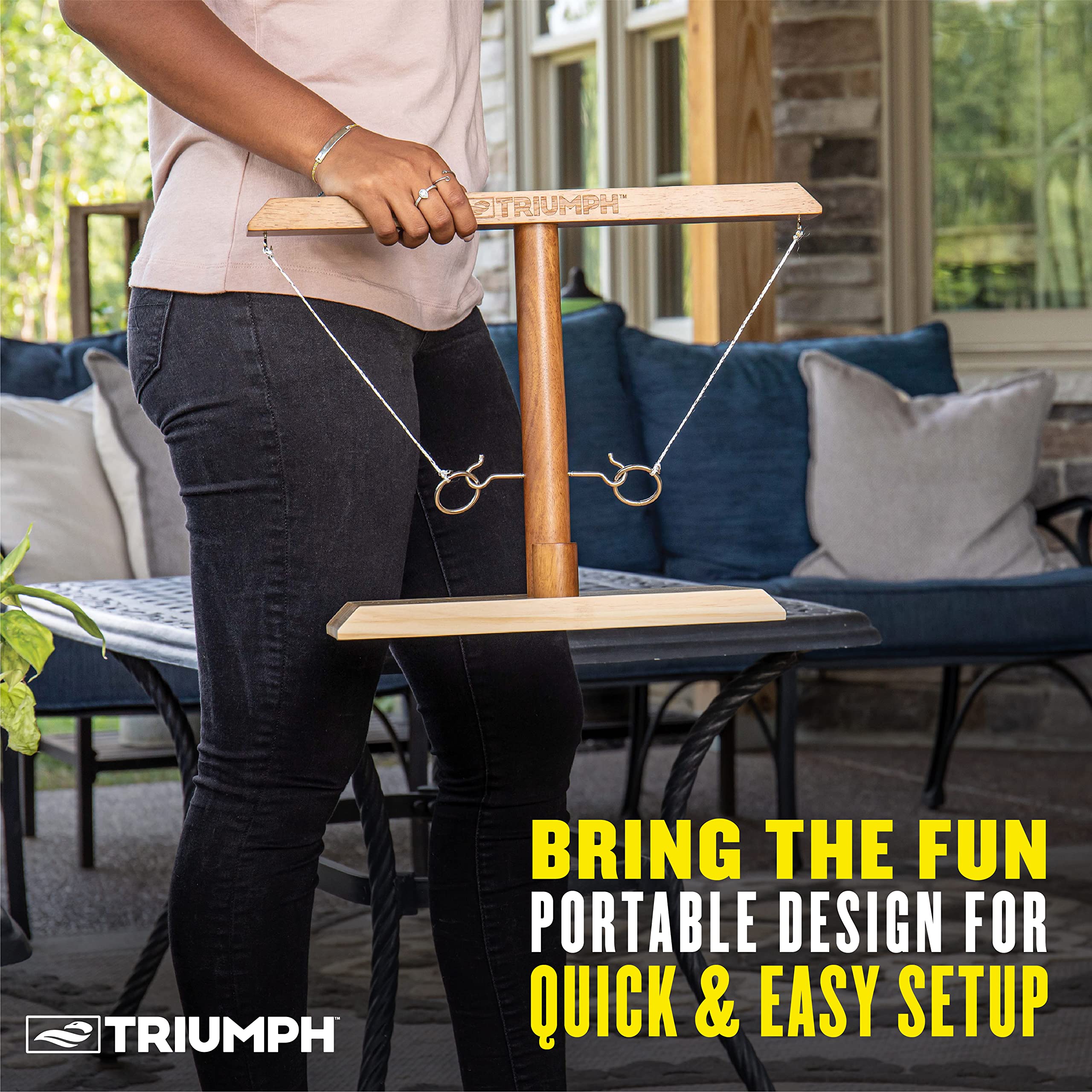 Triumph Sports Hook and Ring Toss Game - Outdoor & Indoor Fun for Adults, Kids, Family Parties, Backyard, Beach, Camping | Durable Ring Toss Battle Game