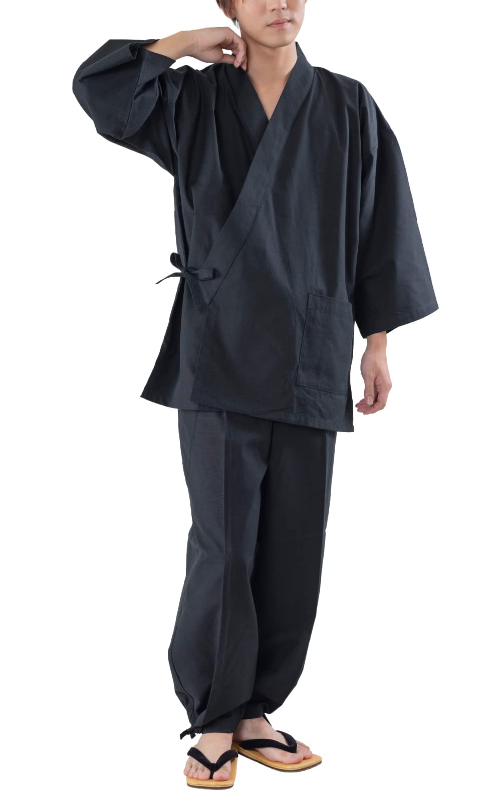 Premium Japanese Men's Tsumugi Samue - 100% Cotton Comfortable Ninja Pajama Set | Traditional Loungewear for Home Relaxation & Zen Meditation