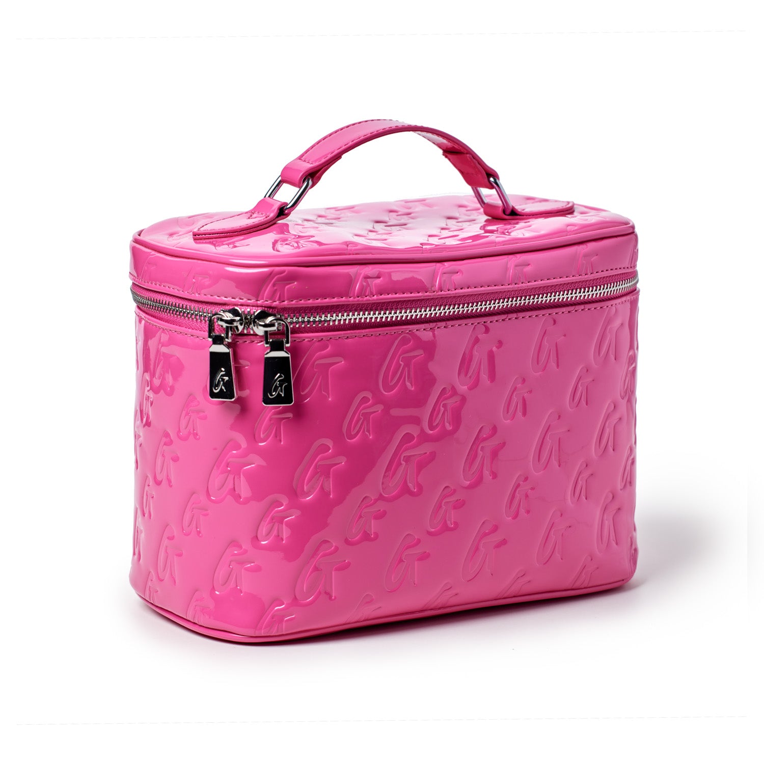 Large Monogram Toiletry Bag with Mirror - Hot Pink | Travel Cosmetic Organizer for Women & Men | Perfect for Gym, Vacation & Makeup Storage