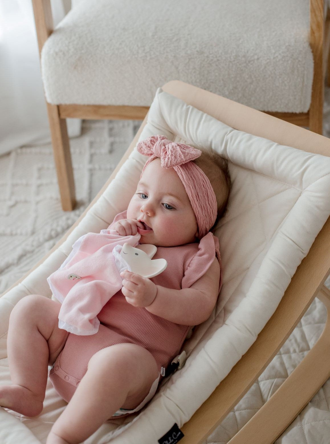 Tikiri Meiya the Mouse Snuggly Teether & Comforter - Soft Baby Teething Toy for Soothing Gums & Comfort - Perfect for Infants & Toddlers During Sleep, Travel, and Playtime