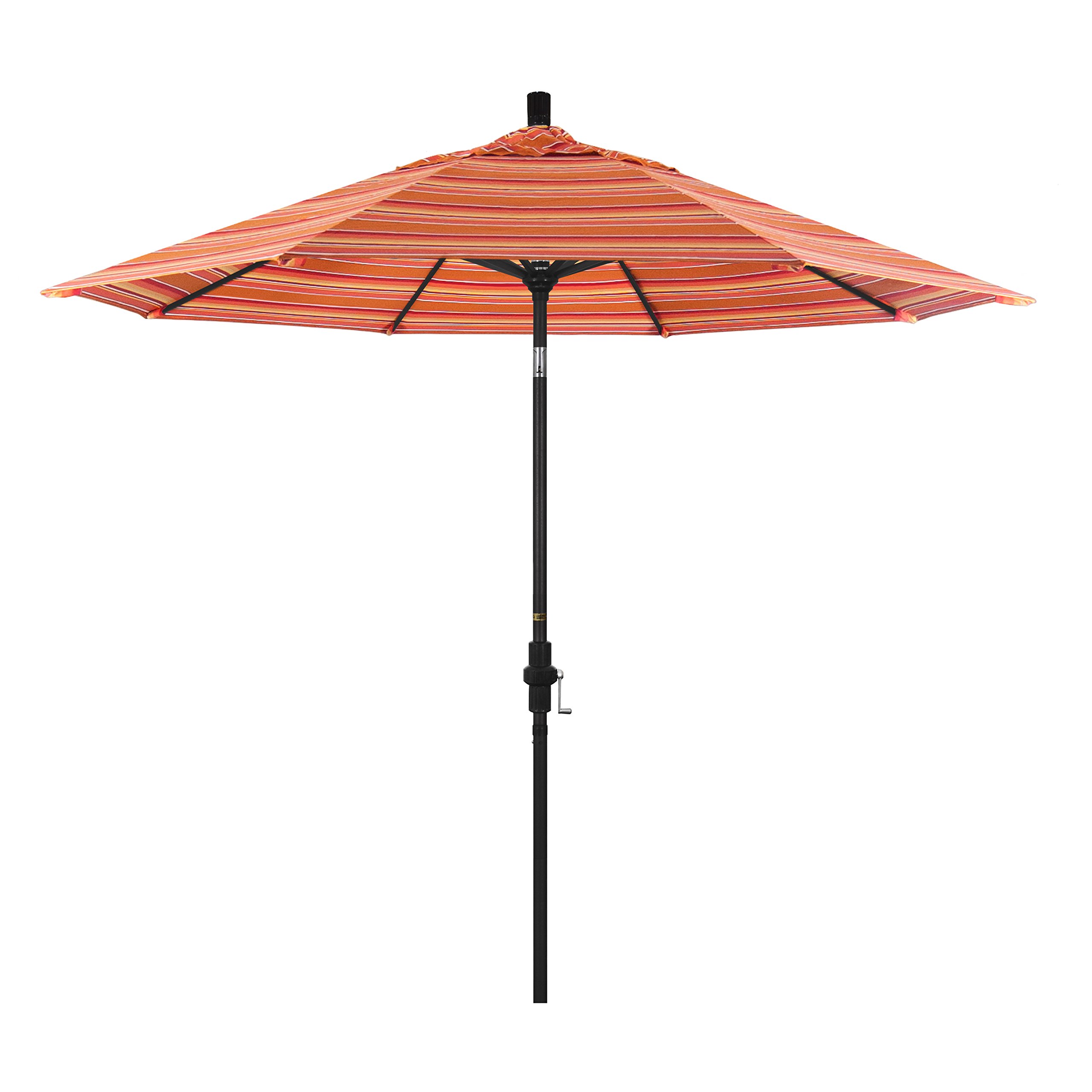 9' Round Aluminum Market Umbrella with Crank Lift & Tilt - Sunbrella Dolce Mango Fabric - Black Pole - Perfect for Patio, Garden, Poolside & Outdoor Dining Areas