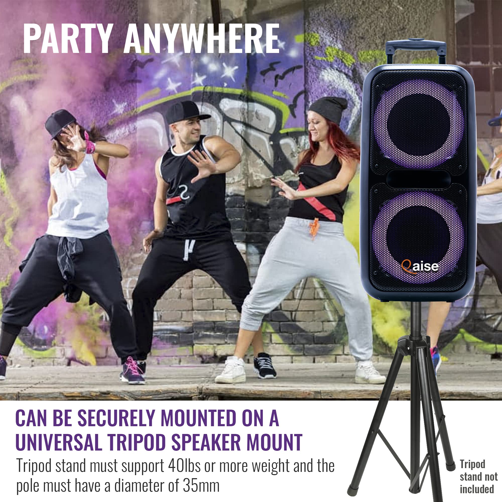 Portable Bluetooth Speaker & Karaoke Machine with Wireless Mic - 6000W Peak Power, Dual 12
