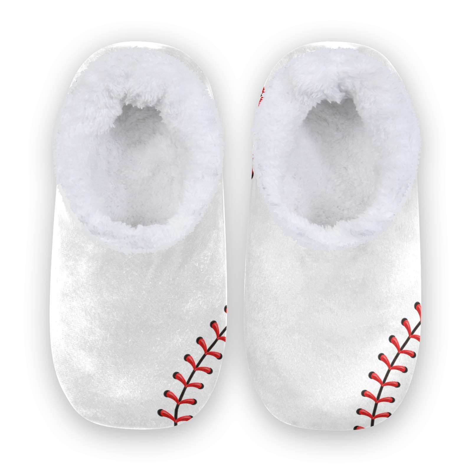 Comfortable Baseball Lace Fleece Slippers for Women & Men - Soft Fuzzy Indoor/Outdoor House Shoes for Women, Men, Girls & Boys - Perfect for Lounging, Home Wear and Casual Outings