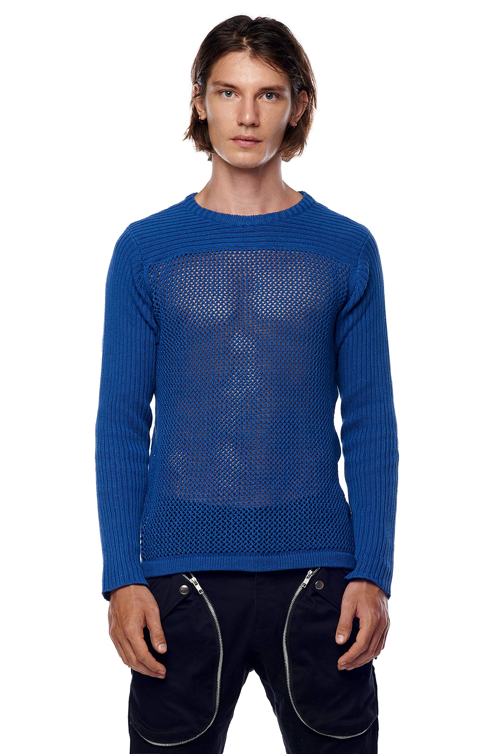 Jonny Cota Studio Men's Knit Mesh Crewneck Sweater - Breathable & Stylish Pullover for Casual Wear, Street Fashion & Night Out