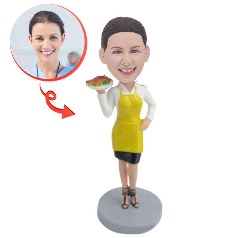 Custom Bobblehead of Cute Waitress - Personalized Figurine Gift for Restaurants, Bars & Servers - Perfect for Birthdays, Anniversaries & Appreciation Gifts