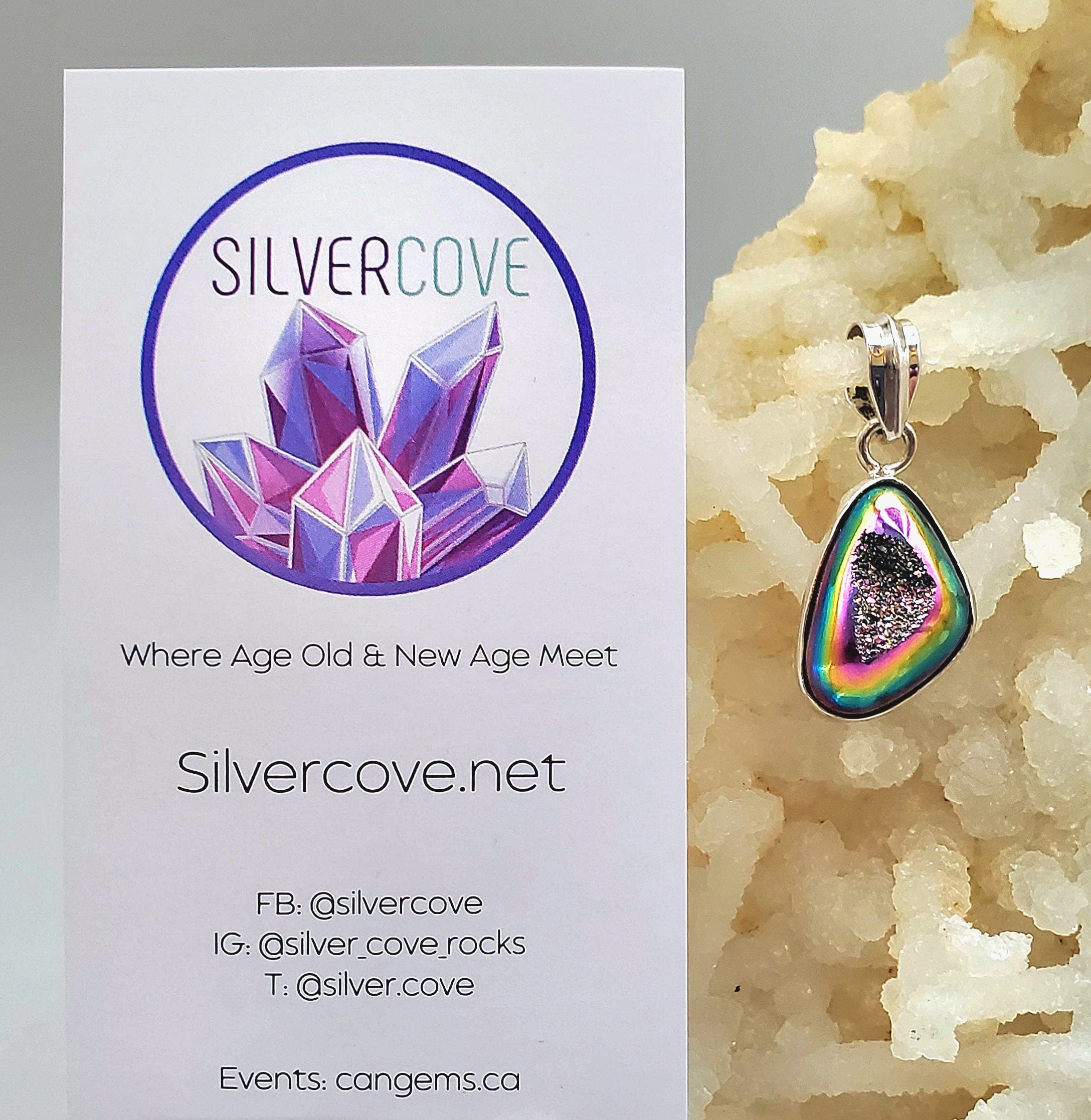 Aura Druzy Pendant Necklace - Natural Stone Crystal Jewelry for Women, Healing Energy & Spiritual Protection - Perfect for Meditation, Yoga & Everyday Wear