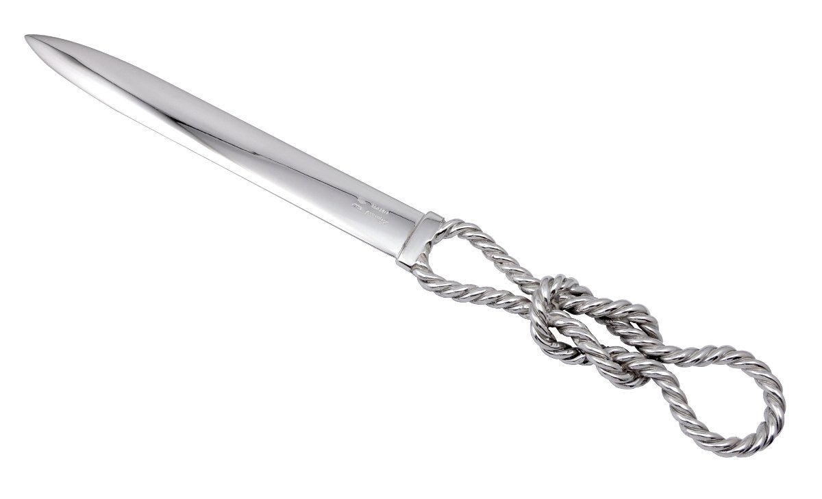Arfasatti 925 Sterling Silver Letter Opener - Handcrafted Marine Knot Design - Premium Italian-Made Gift for Office & Home Use