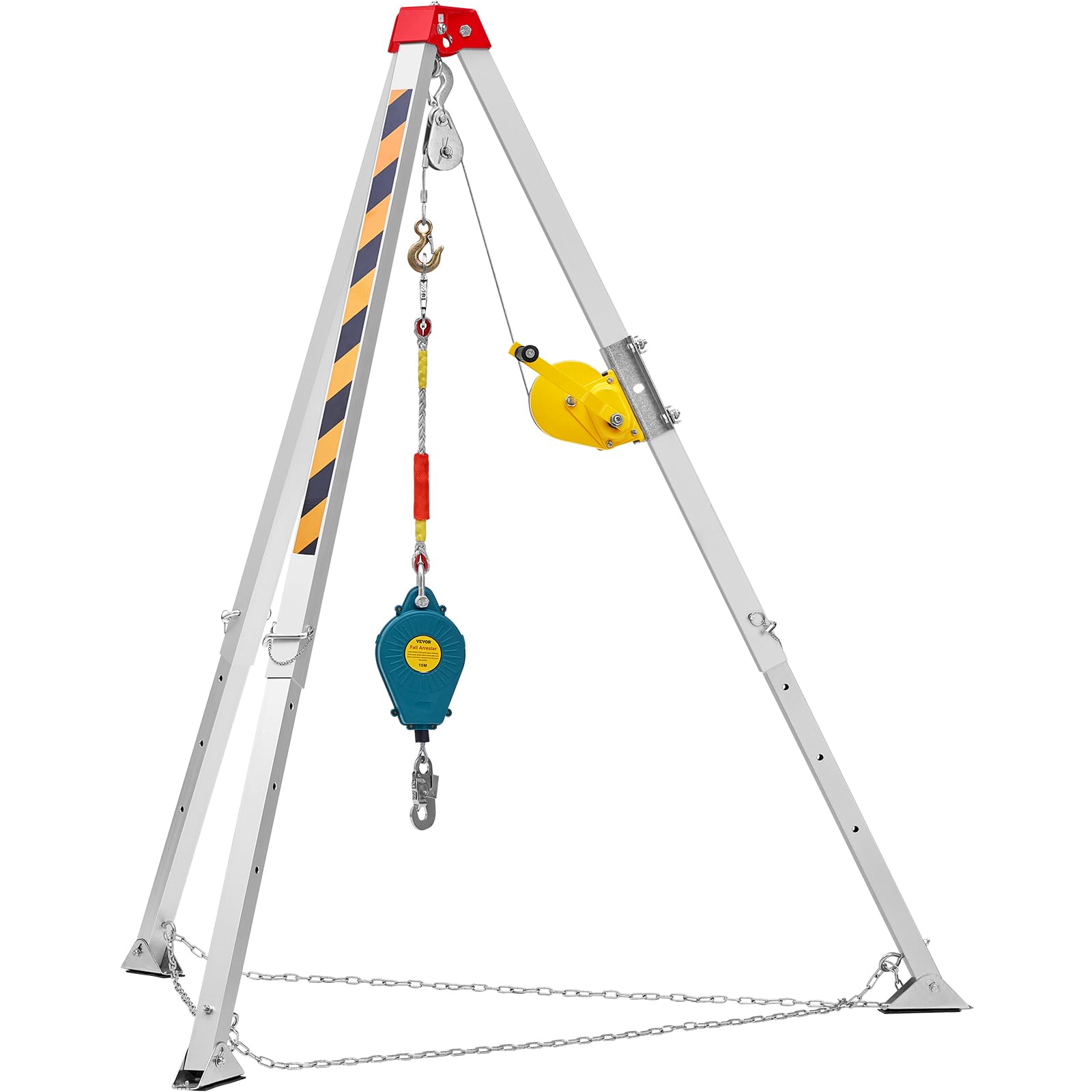 VEVOR Confined Space Tripod Kit with 1200 lbs Winch, 7' Legs & 98' Cable - OSHA Compliant Rescue Tripod System for Fall Protection, Includes Safety Harness & Storage Bag - Ideal for Industrial Maintenance, Construction Sites & Emergency Rescue Operations