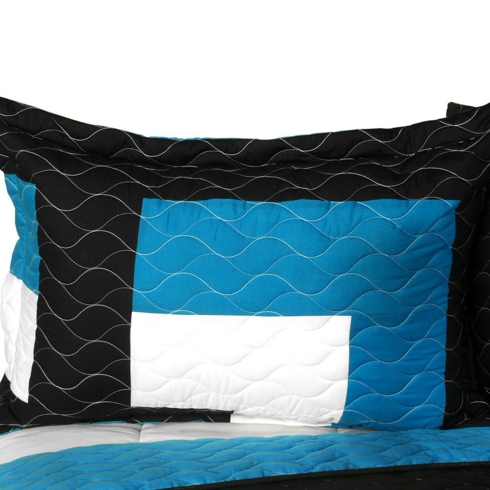 Marsh Hall Vermicelli-Quilted Patchwork Quilt Set - Full/Queen Size Bedding - Soft & Stylish Comforter for Cozy Bedroom Decor