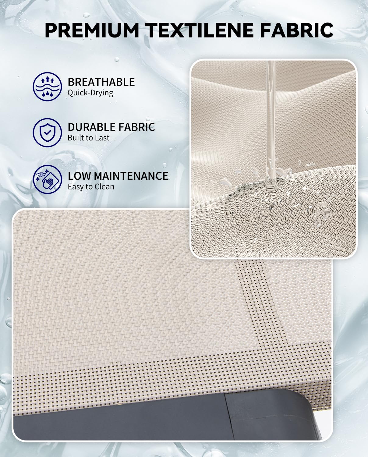 Premium Aluminum Foldable Chaise Lounge Chair - 5 Adjustable Backrest, No Assembly Required - Perfect for Poolside, Beach, Patio, and Lawn Relaxation in Beige