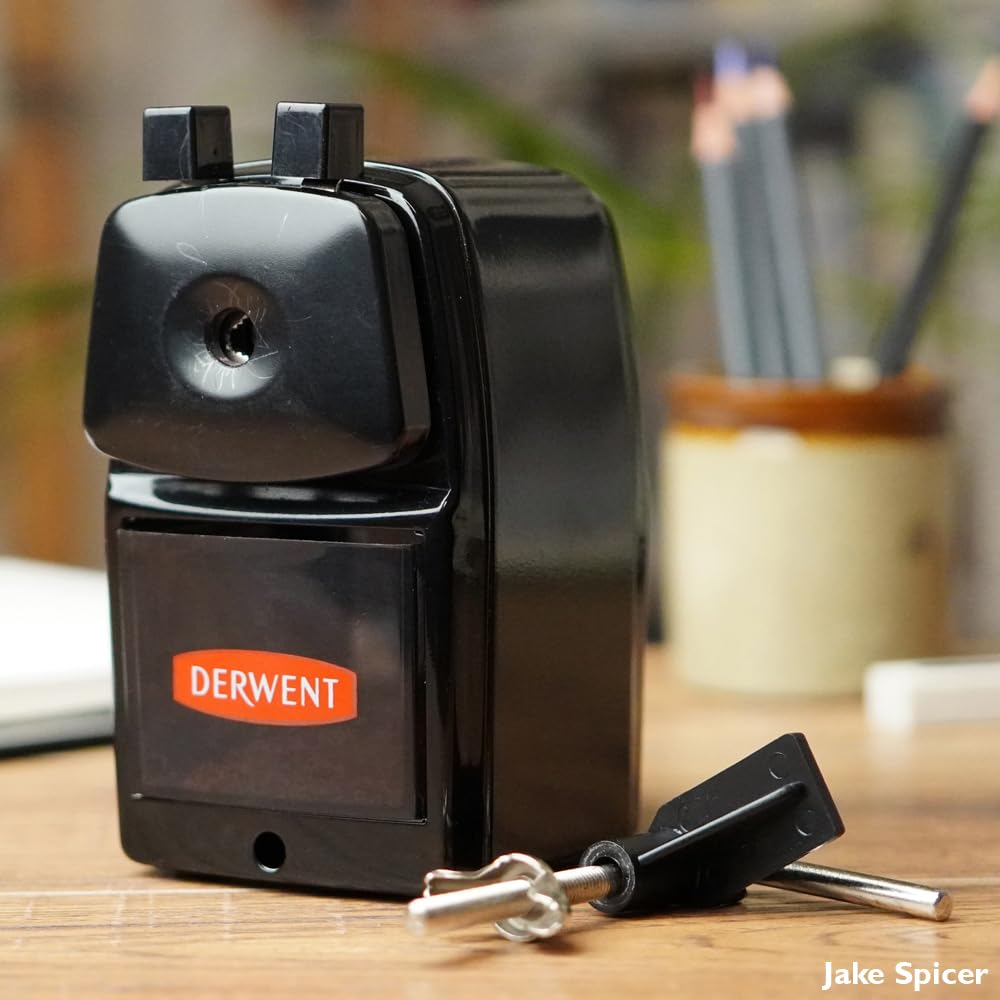 Derwent Super Point Manual Helical Pencil Sharpener (2302001) - Premium Metal Pencil Sharpener for Artists & Students - Perfect for Sketching, Drawing & Office Use