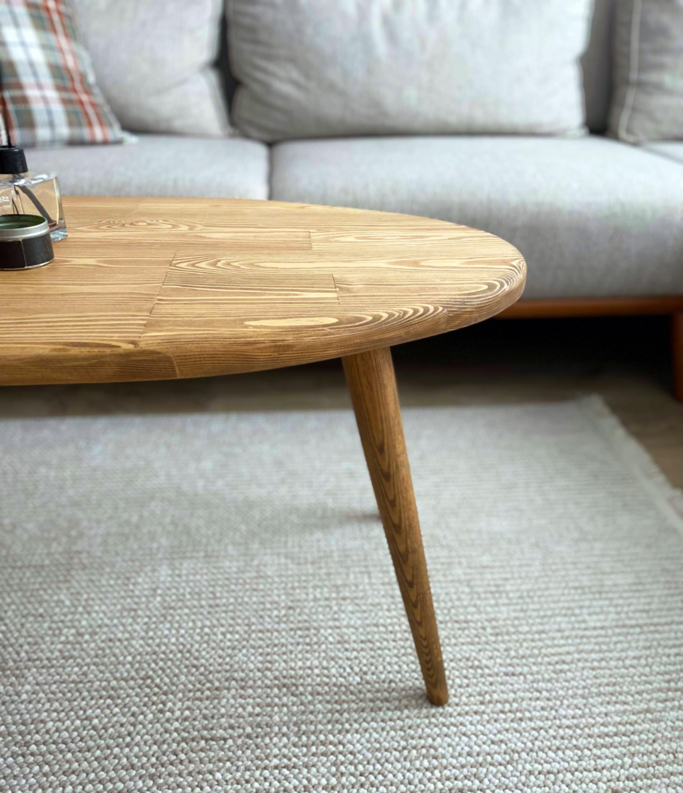 Scandinavian Oval Coffee Table 55x20 Inches - Modern Minimalist Living Room Furniture for Small Spaces & Apartments