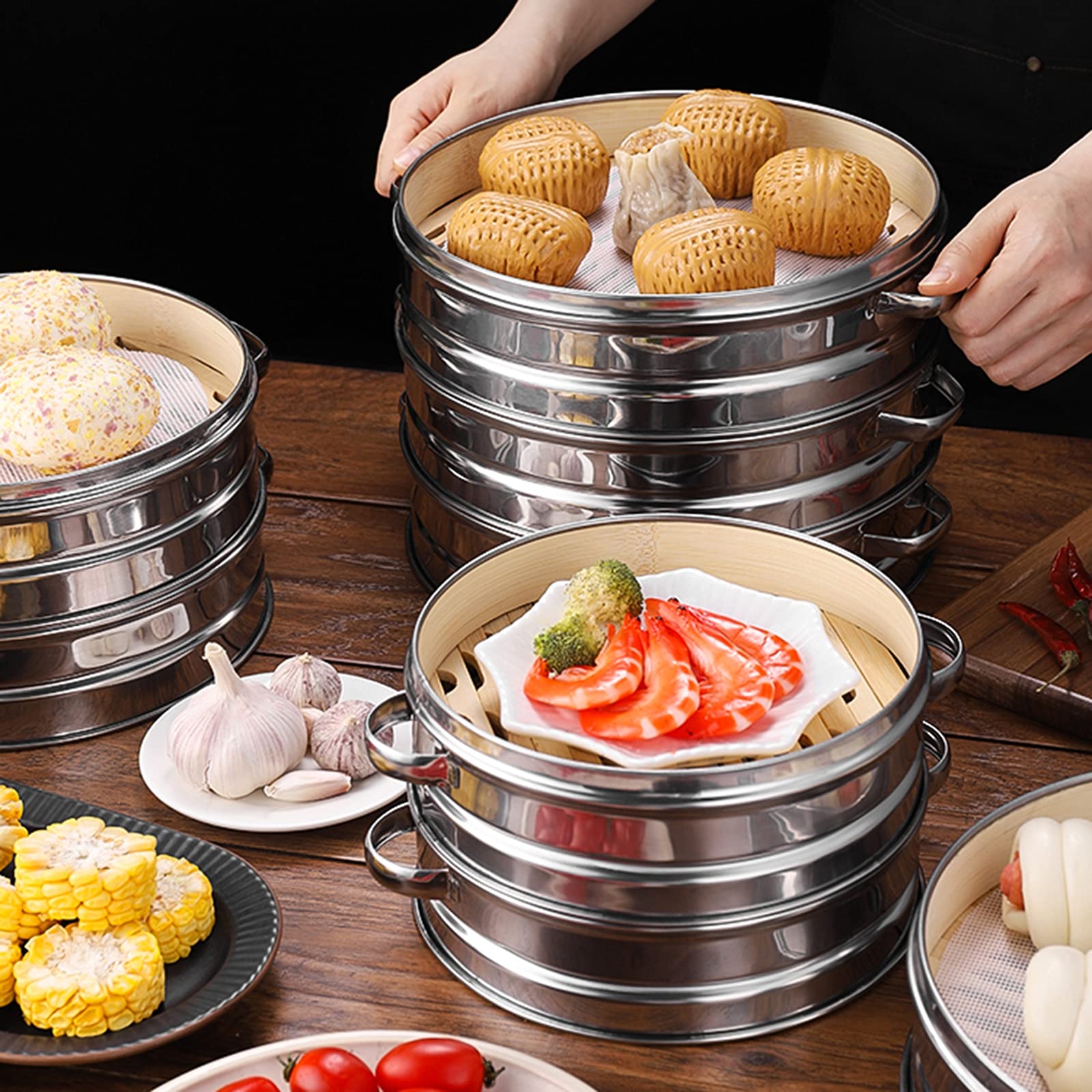 Premium Bamboo Steamer Basket - 11.8 Inch (30cm) Seiro Steamer for Dumplings, Buns & Healthy Cooking | Traditional Asian Cooking Tool for Shumai, Bao & Meat | Perfect for Home Kitchens & Restaurants