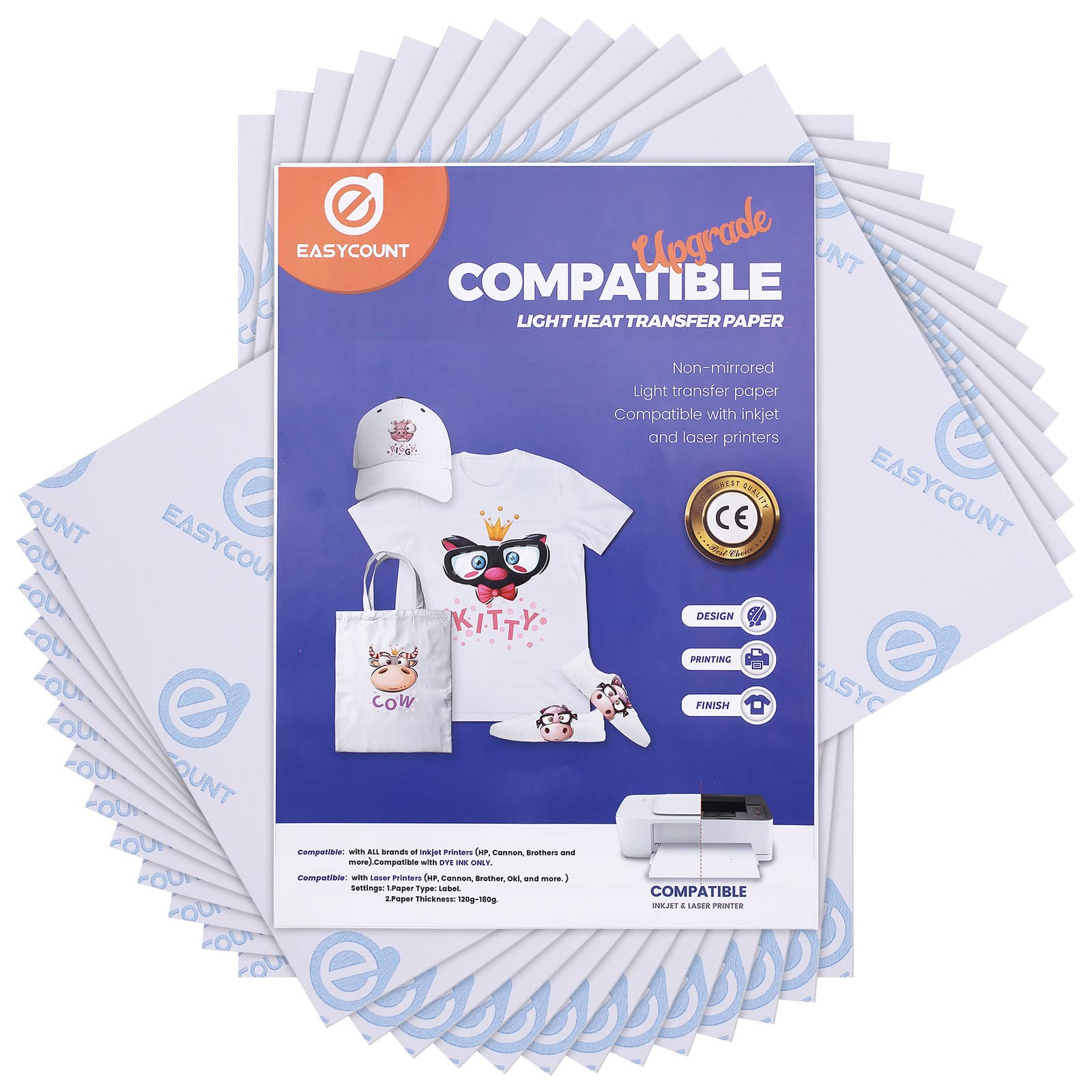 10 Sheets Heat Transfer Paper for Light T-Shirts (8.5x11