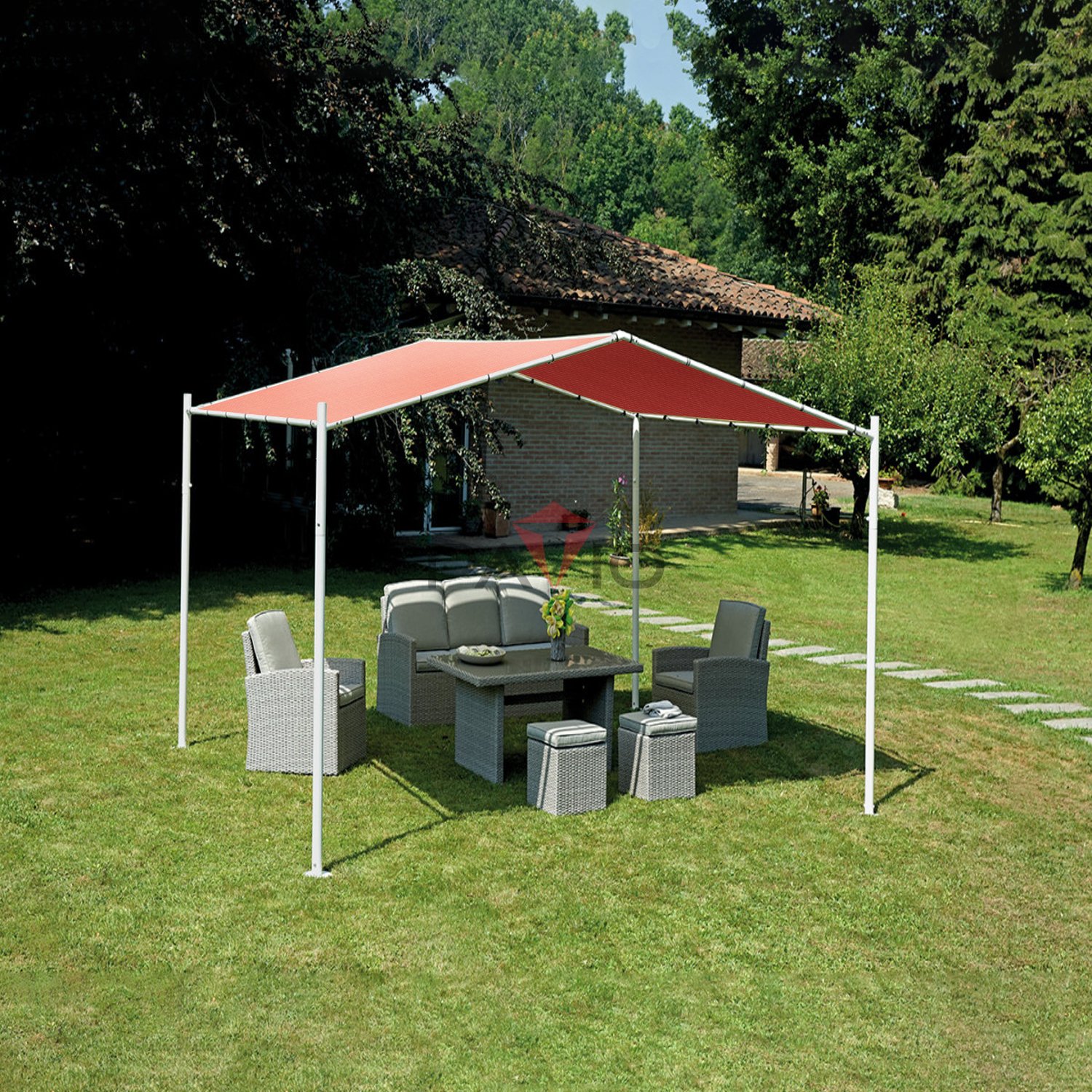 22'x32' UV Block Sun Shade Cloth with Grommets - Rectangle Shade Sail Canopy for Patio, Pergola & Backyard Deck - Red Outdoor Sun Protection Fabric for Gardening, Poolside & BBQ Parties