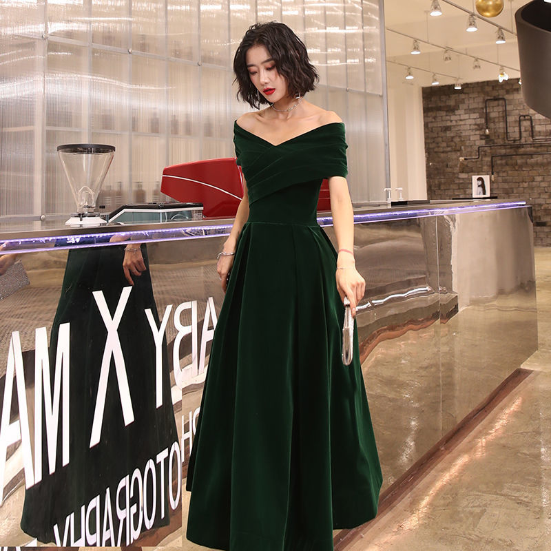 Burgundy Off Shoulder Velvet A-Line Long Prom Dress - Elegant Evening Formal Party Gown for Homecoming, Wedding, Banquet & Special Occasions