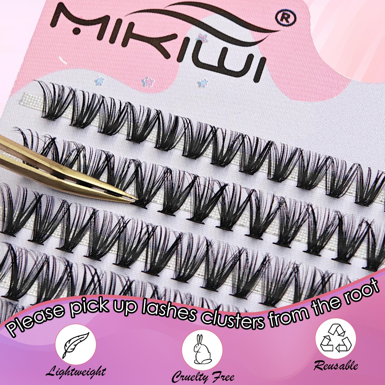 Mikiwi 280pcs Cluster Lashes - 30D-0.07D-9-16mm Mixed Length, D Curl, Faux Mink Individual Eyelash Extensions for DIY Lash Application | Perfect for Salon, Bridal, Party & Everyday Wear