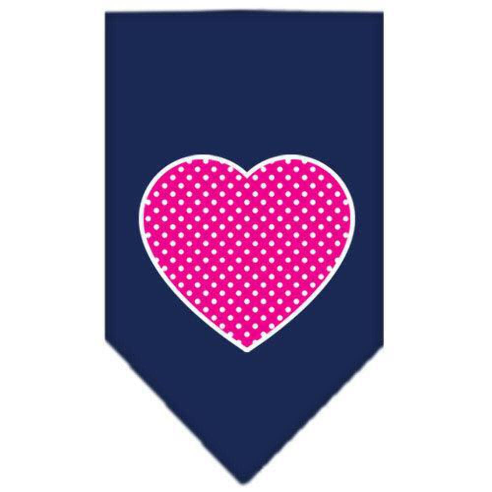 Pink Swiss Dot Heart Navy Blue Small Pet Bandana for Dogs - Perfect for Grooming, Photo Shoots & Special Occasions