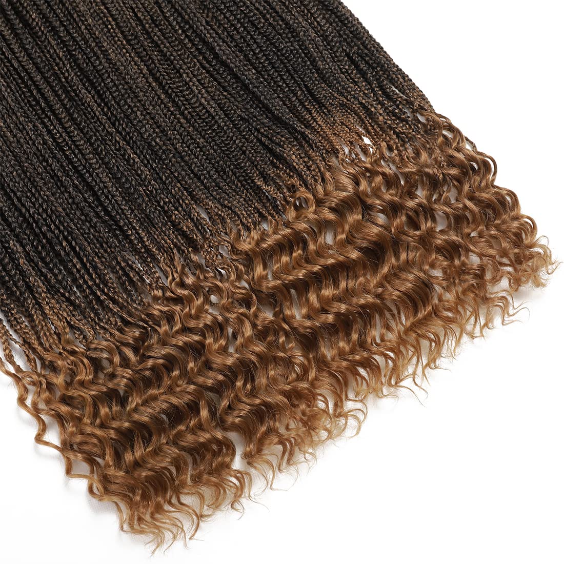 8 Packs 30 Inch Pre-Looped Crochet Box Braids Hair with Curly Ends - T27 Goddess Box Braids for Women - Long Synthetic Braiding Hair Extensions for Protective Styles & Boho Looks