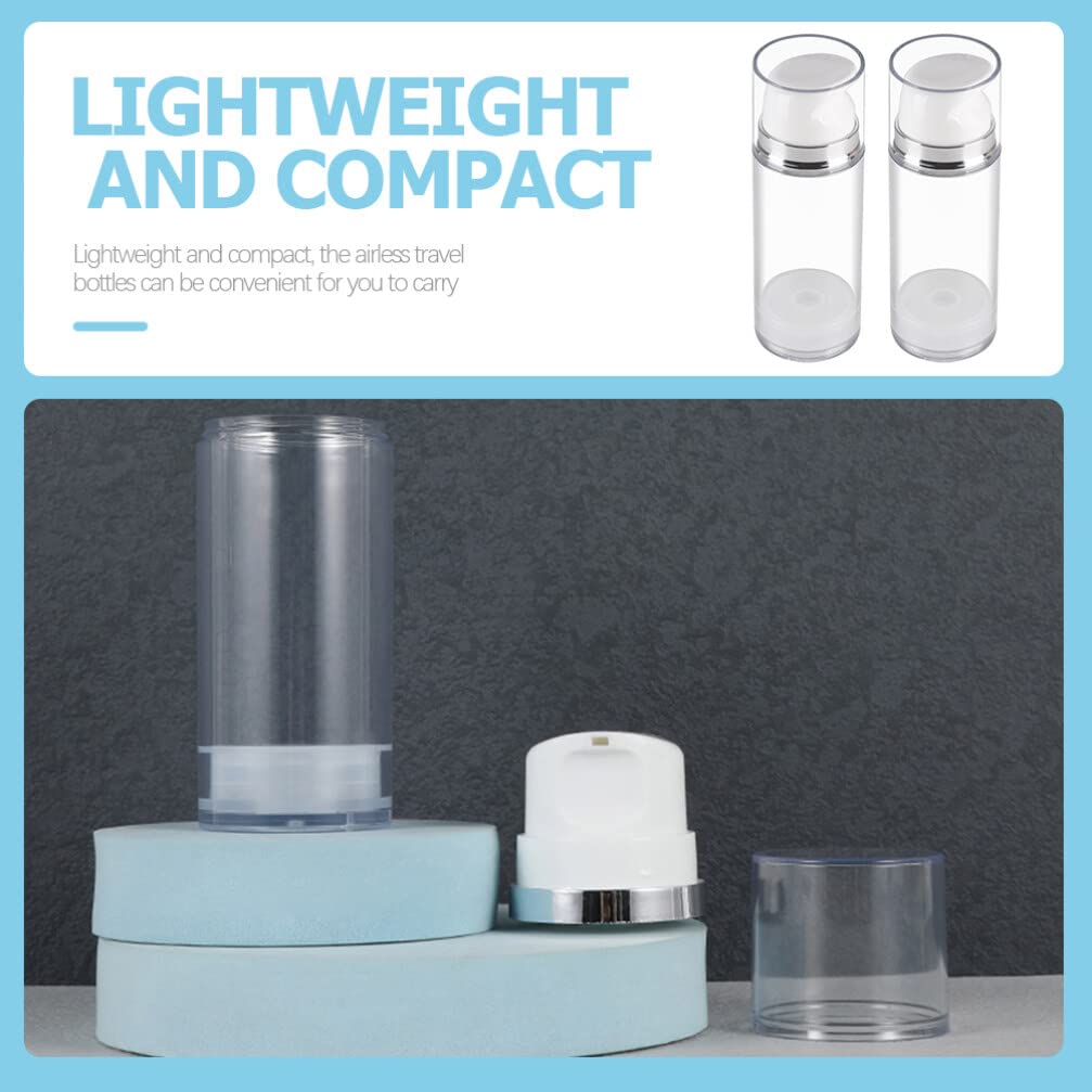 LALAFINA 2-Pack Refillable Airless Pump Bottles for Creams & Lotions - Transparent Travel-Size Dispensers for Shampoo, Skincare & Cosmetics | Perfect for Home, Gym & Travel Use