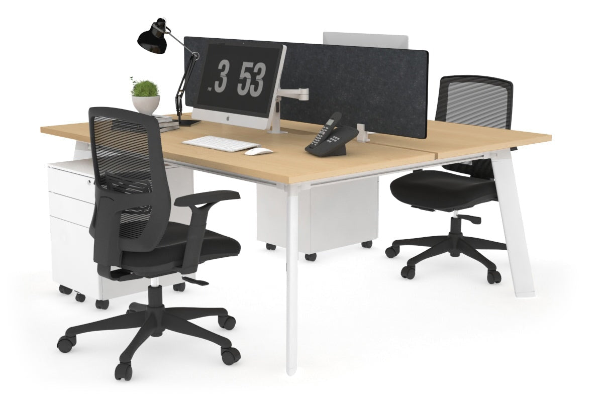 2 Person Workstation with White Frame - 1800L x 800W Switch Desk with Cable Management Scallop for Office & Home Workspace