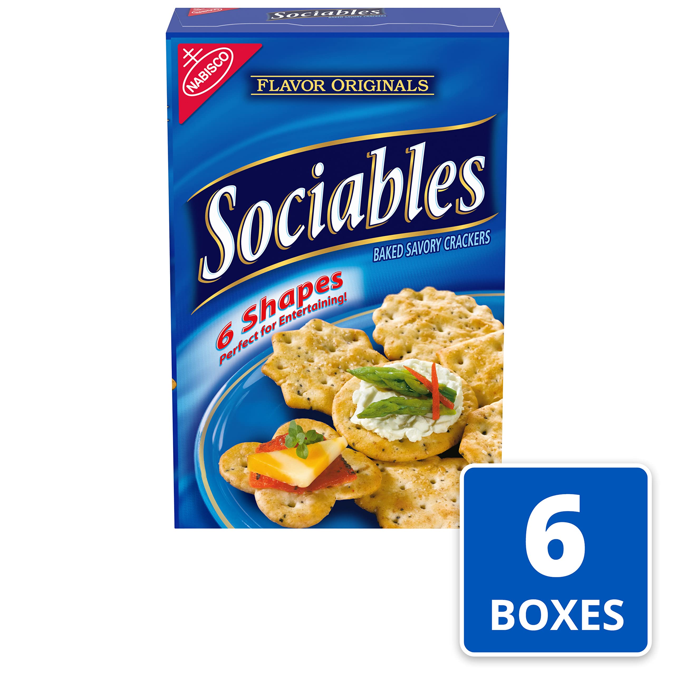 Flavor Originals Sociables Baked Savory Crackers - 6 Pack (7.5 oz Each) | Party Snacks, Game Night Treats & Office Break Room Snacks | Delicious Baked Crackers for Entertaining & Social Gatherings