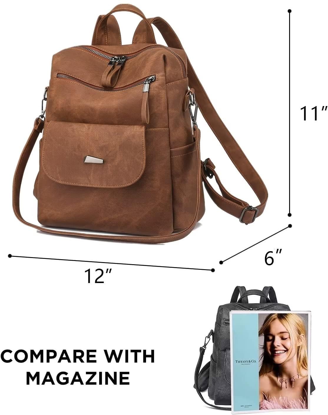 Women's PU Leather Backpack Purse - Fashion Travel Shoulder Bag for Work & Outings