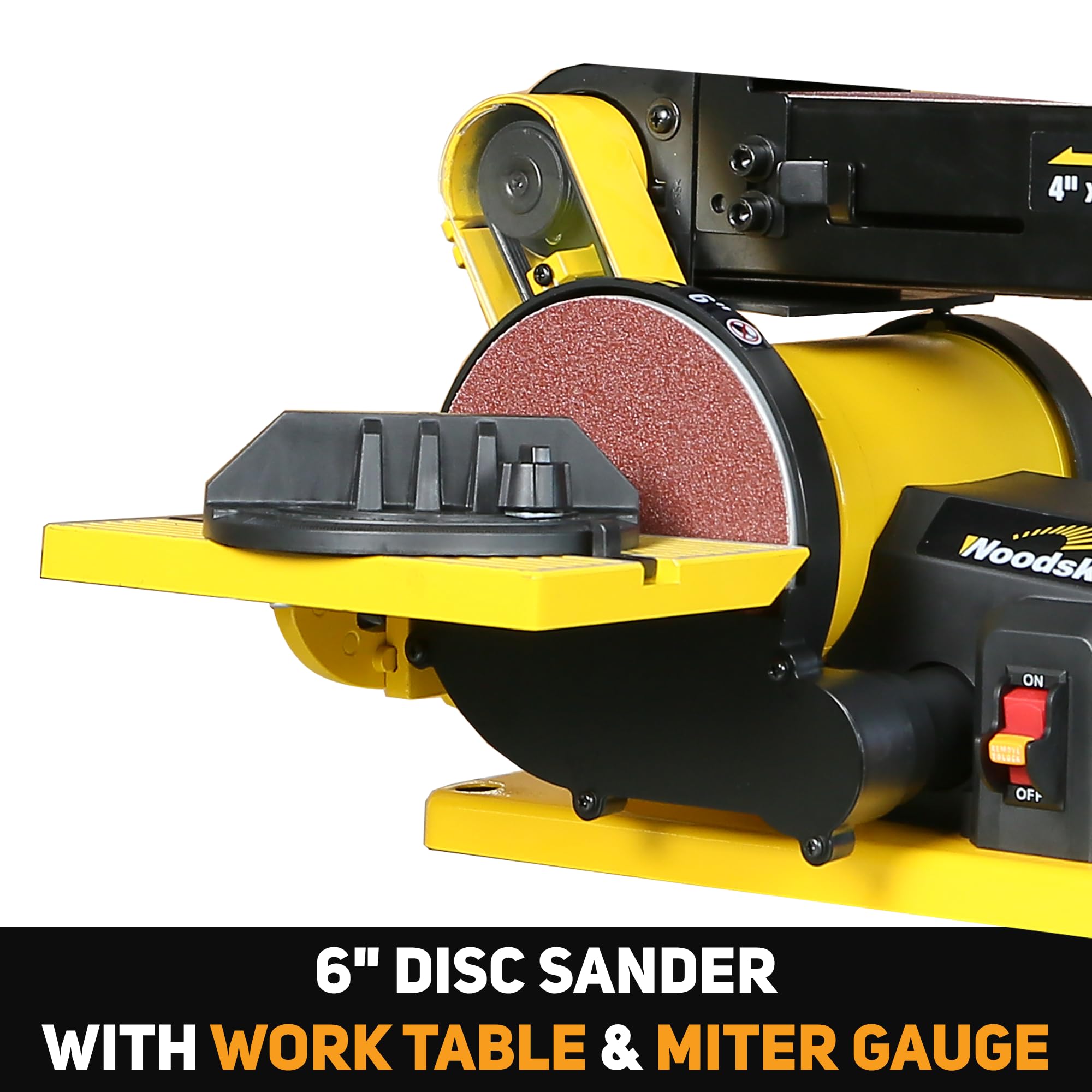 4.3A Belt and Disc Sander | 4 x 36 Inch Sanding Belt & 6 Inch Disc | Dual Dust Ports | Heavy-Duty Steel Base | Includes 2 Sandpapers | Perfect for Woodworking, Metal Polishing & DIY Projects