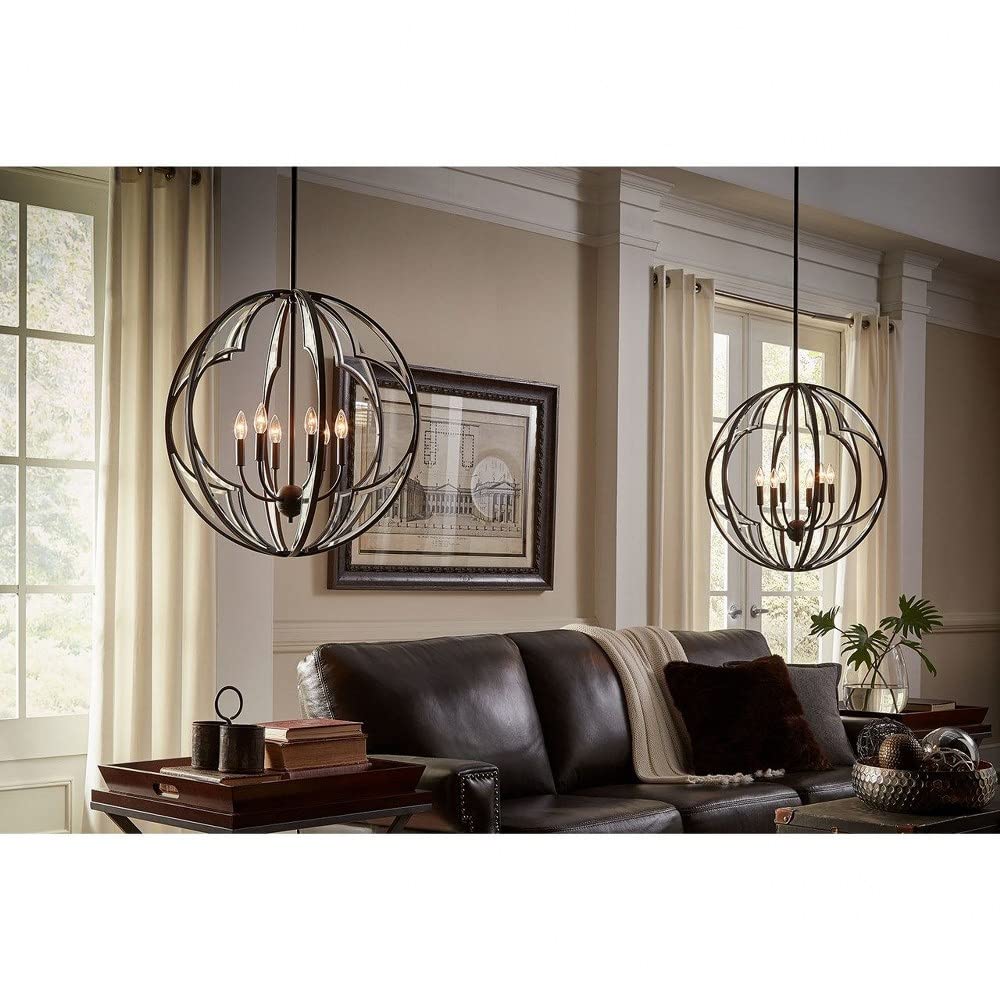 Vintage Farmhouse Large Pendant Light with Fresnel Lens Glass in Olde Bronze - Perfect for Kitchen Island, Dining Room, or Entryway Lighting