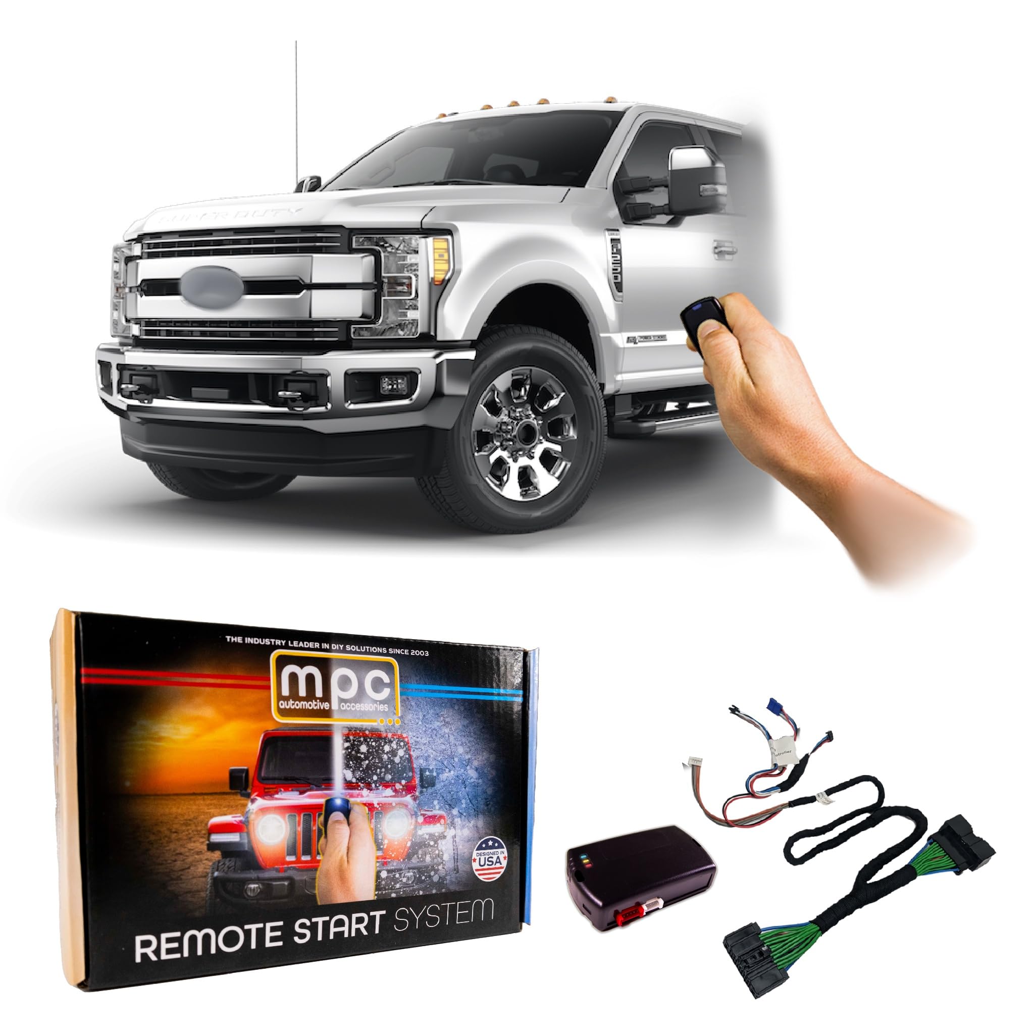 MPC Plug N Play Remote Starter Kit for 2017-2019 Ford F-250 Super Duty Diesel | Key to Start | No Honk | Lock-Unlock-Lock | T-Harness Included | OEM Key Fob Activated | Perfect for Cold Weather & Secure Vehicle Access