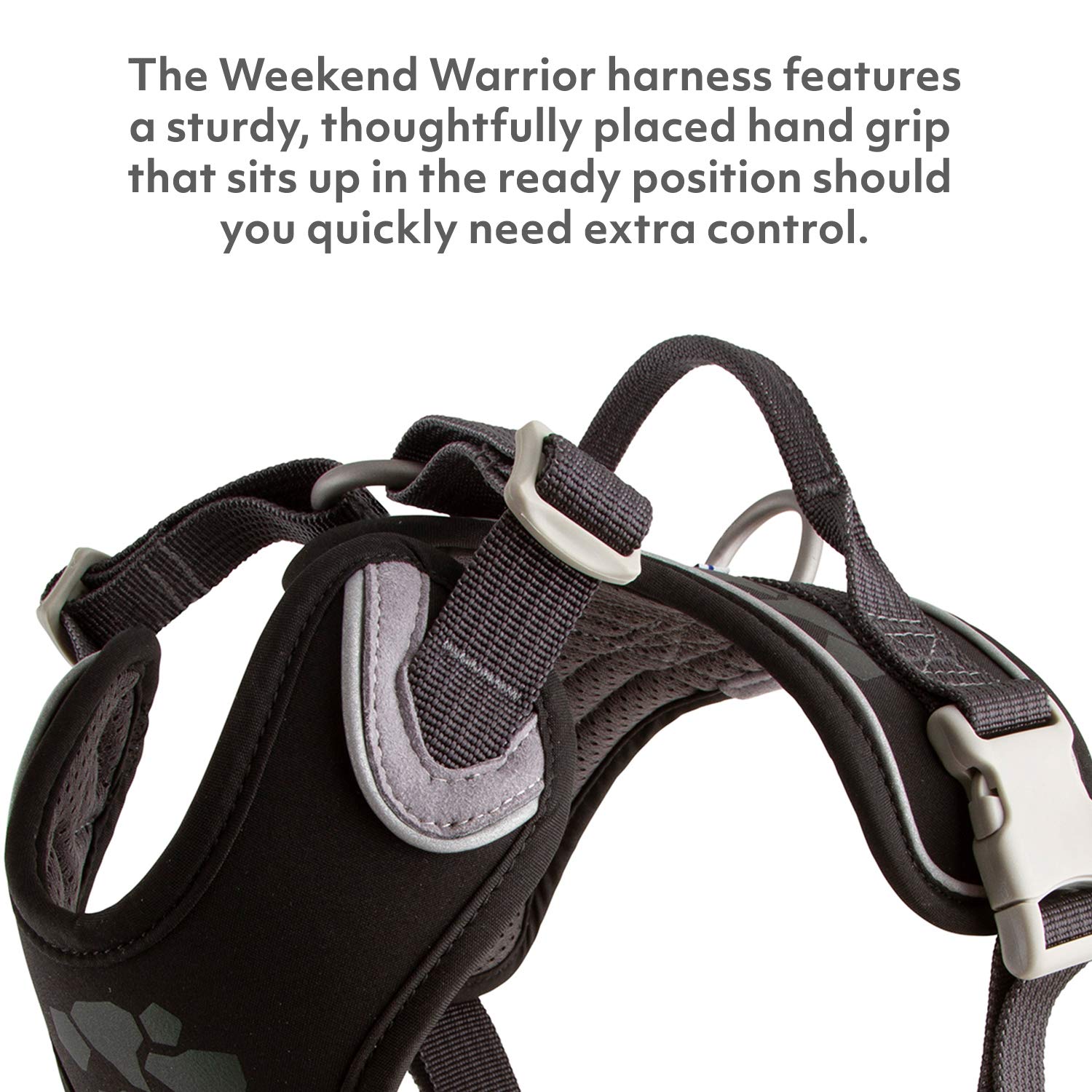 Hurtta Weekend Warrior Dog Harness - Adjustable No-Pull Vest for Medium Dogs (16-18 inch Chest) - Durable Reflective Raven Black - Perfect for Hiking, Running & Outdoor Adventures