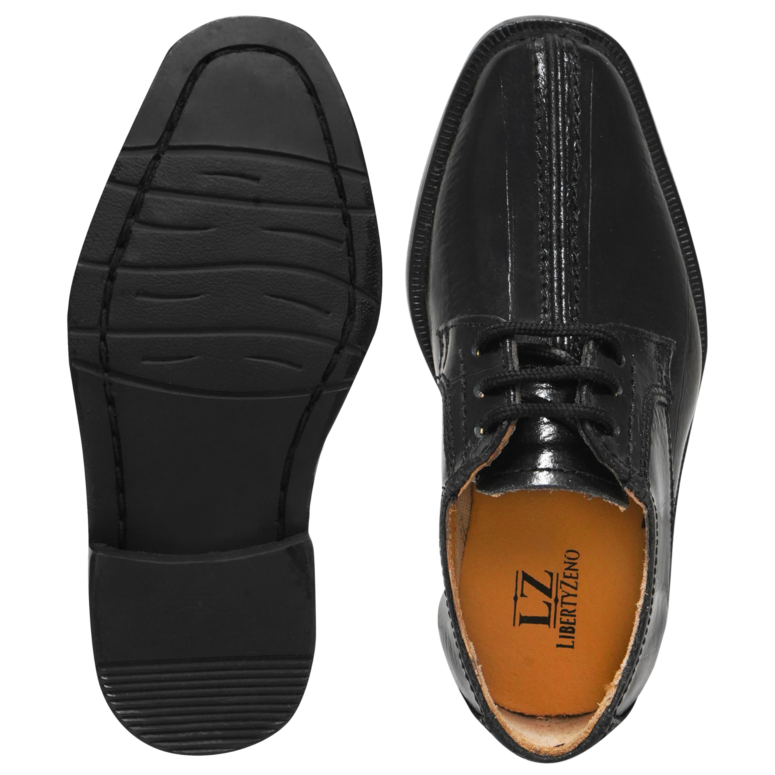 LIBERTYZENO Boys Animal Print Genuine Leather Oxford Dress Shoes - Toddler Lace-Up Formal Shoes for Easter, School & Special Occasions