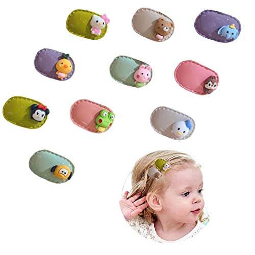 10 Pcs No Slip Metal Snap Hair Clips for Girls - Cute Animal Pattern Fabric Covered Barrettes Hair Accessories for Infants, Toddlers & Kids | Perfect for School, Parties & Daily Styling