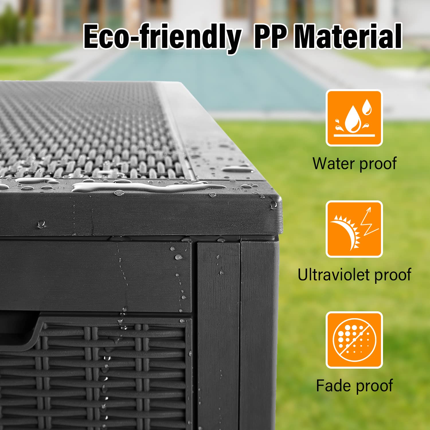 PayLessHere 100 Gallon Waterproof Deck Storage Box - Outdoor Garden, Pool & Patio Furniture with Lockable Lid - Perfect for Storing Cushions, Pool Toys & Gardening Tools