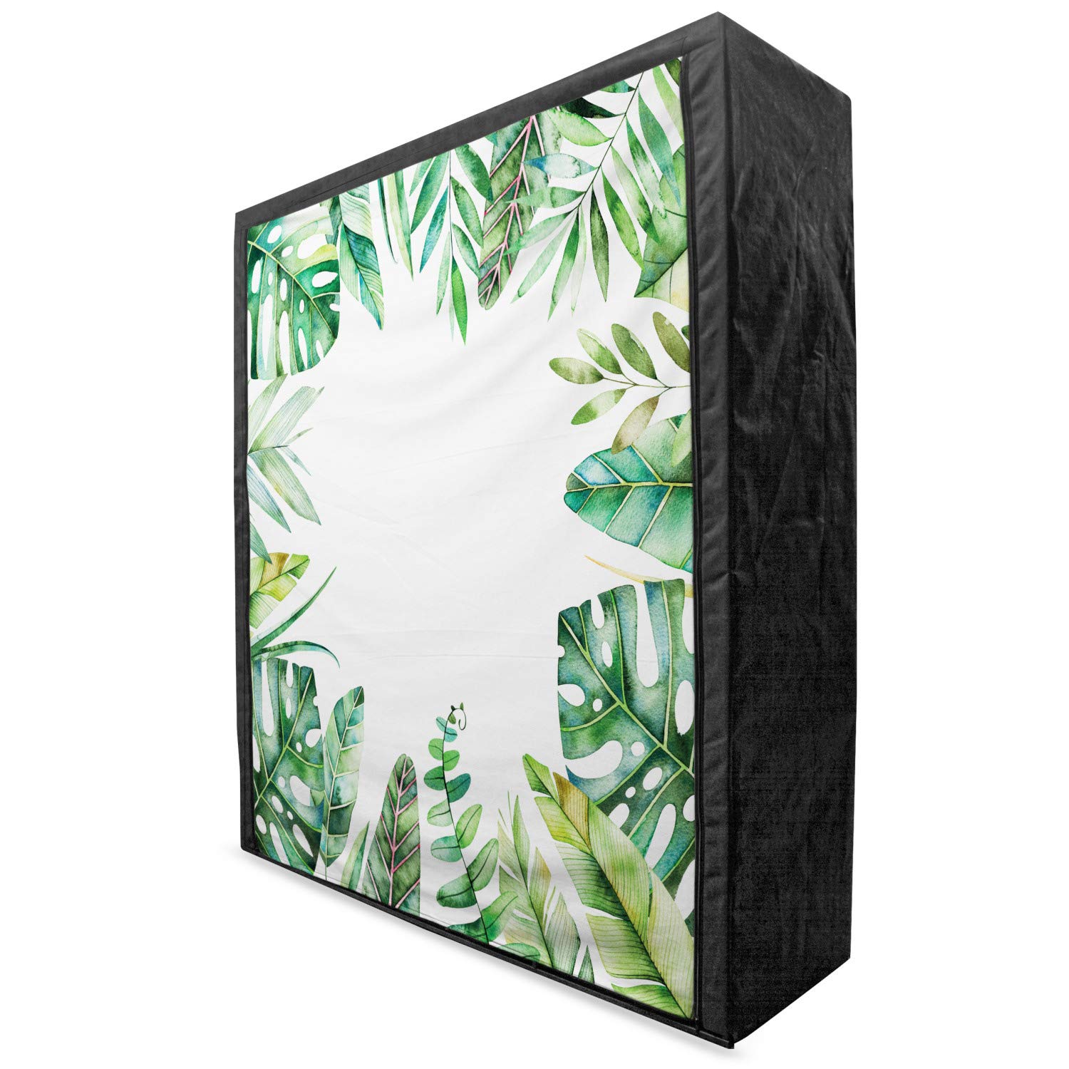 Ambesonne Jungle Themed Portable Fabric Wardrobe - Exotic Leaf & Sky Design Clothing Organizer with Shelves, 59
