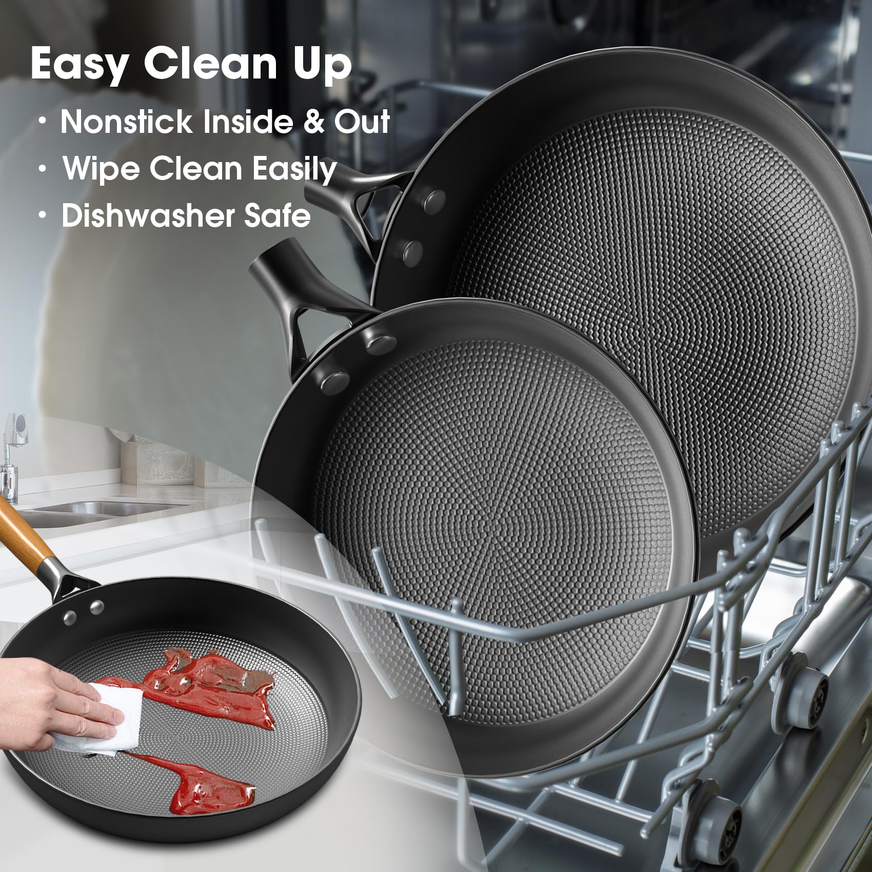 **Imarku Non Stick Frying Pan Set - 8, 10 & 12 Inch Professional Cast Iron Skillet, Dishwasher Safe, Detachable Handle, Perfect for Christmas Gifts - Ideal for Sautéing, Frying & Cooking Family Meals**