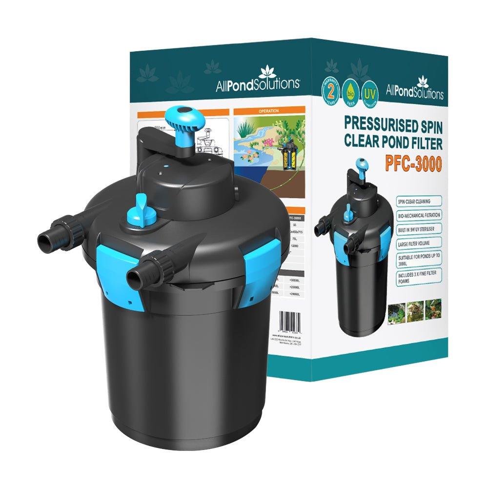 AllPondSolutions 3000L Pressurized Pond Filter with 9W UV Light - Easy Clean PFC 3000 for Large Koi Ponds, Water Gardens & Outdoor Fish Tanks