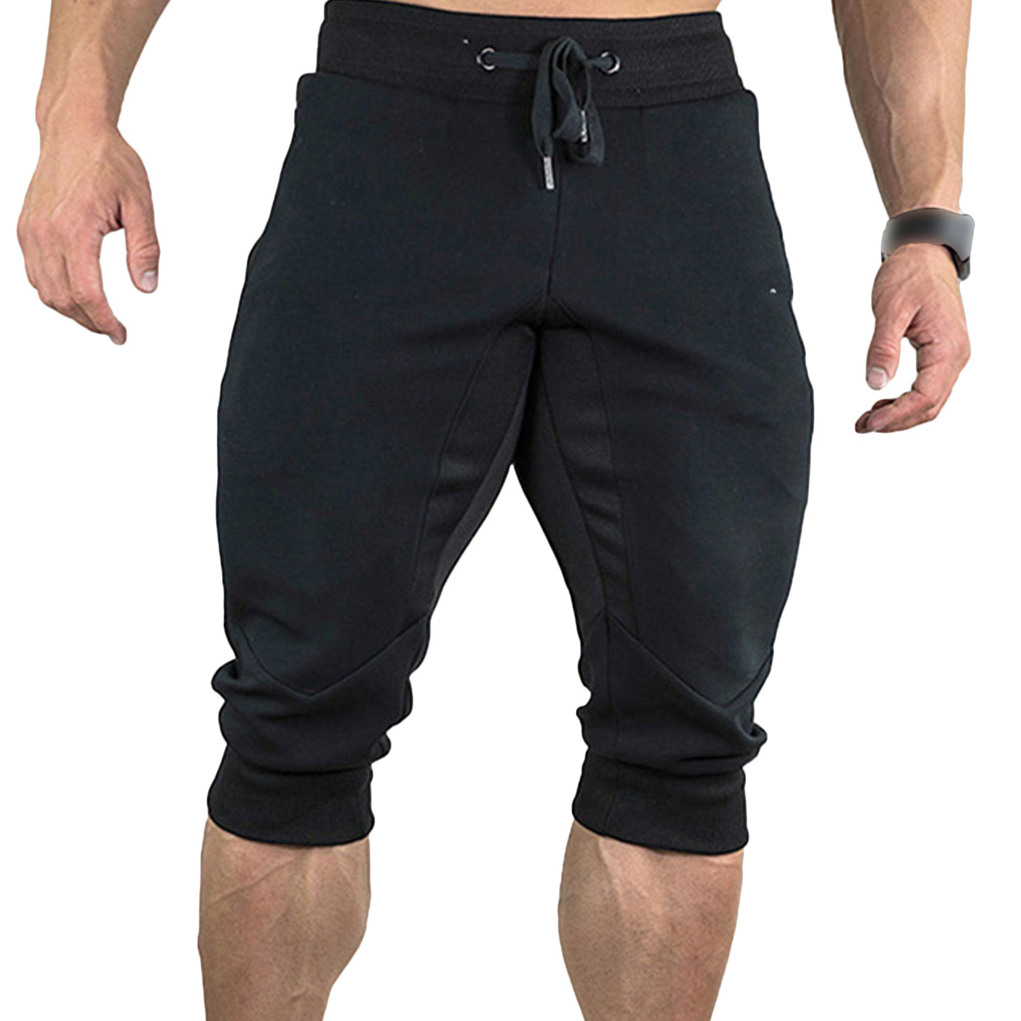 Breathable Men's 3/4 Jogger Shorts - Slim Fit Below Knee Workout Pants for Gym Running & Training | DGHM-JLMY | Perfect for Casual Wear, Summer Sports & Active Lifestyles