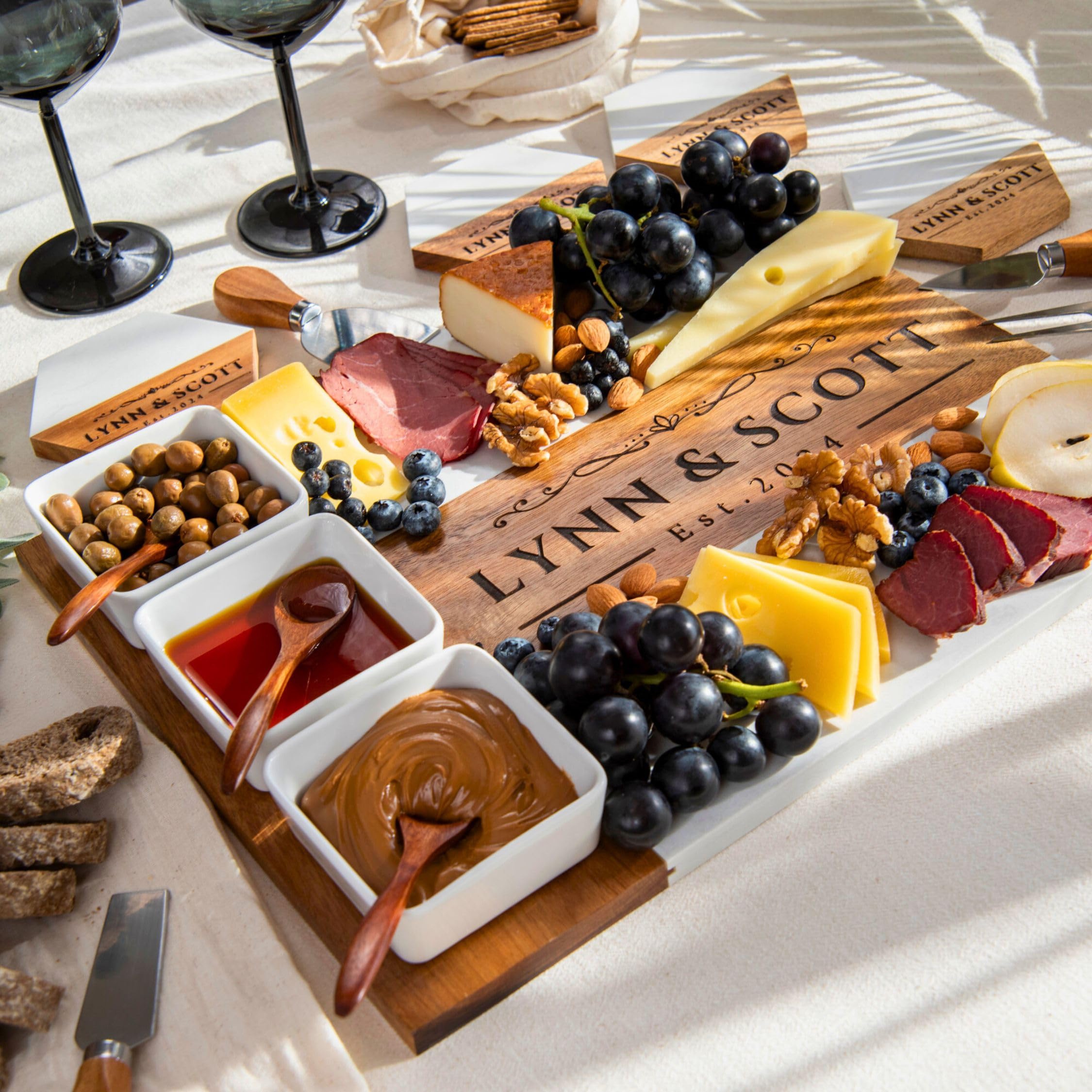 Personalized Wooden Charcuterie Board - Custom Engraved Large Cheese Serving Platter for Weddings, Anniversaries, Bridal Showers & Housewarming Gifts | Perfect Birthday Present for Women, Mothers & Moms | Elegant Entertaining & Charcuterie Display