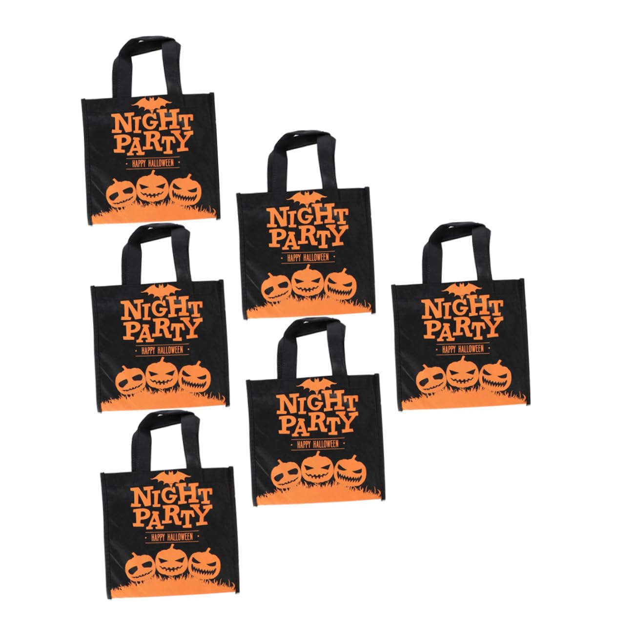 Amosfun Halloween Tote Bags 6 Pack - Reusable Non-Woven Candy Gift Bags with Handles for Trick or Treat, Party Favors, Halloween Storage & Goodie Bags - Perfect for Halloween Parties, School Events & Candy Collection