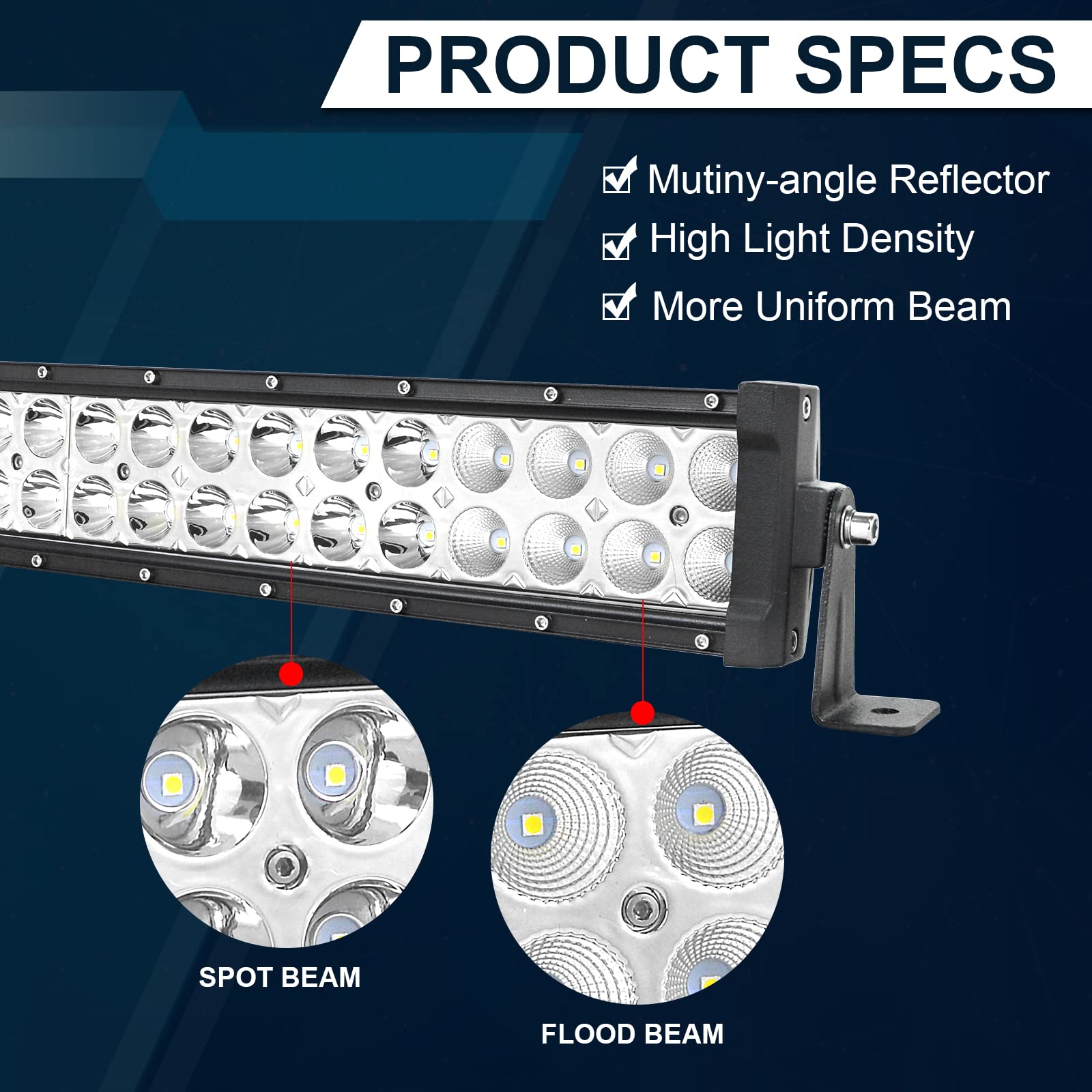 AUXTINGS 32 Inch 180W Spot Flood Combo LED Light Bar - Waterproof Off-Road Lighting for Trucks, ATV, SUV, Cars (12V/24V) - Perfect for Night Driving, Camping & Off-Road Adventures