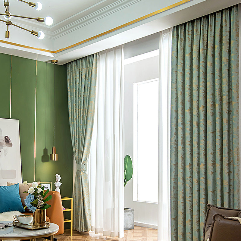 Zara Velvet Embossed Blackout Thermal Insulated Curtains - Green Luxury Window Drapes for Bedroom & Living Room, Noise Reducing & Energy Saving Home Decor