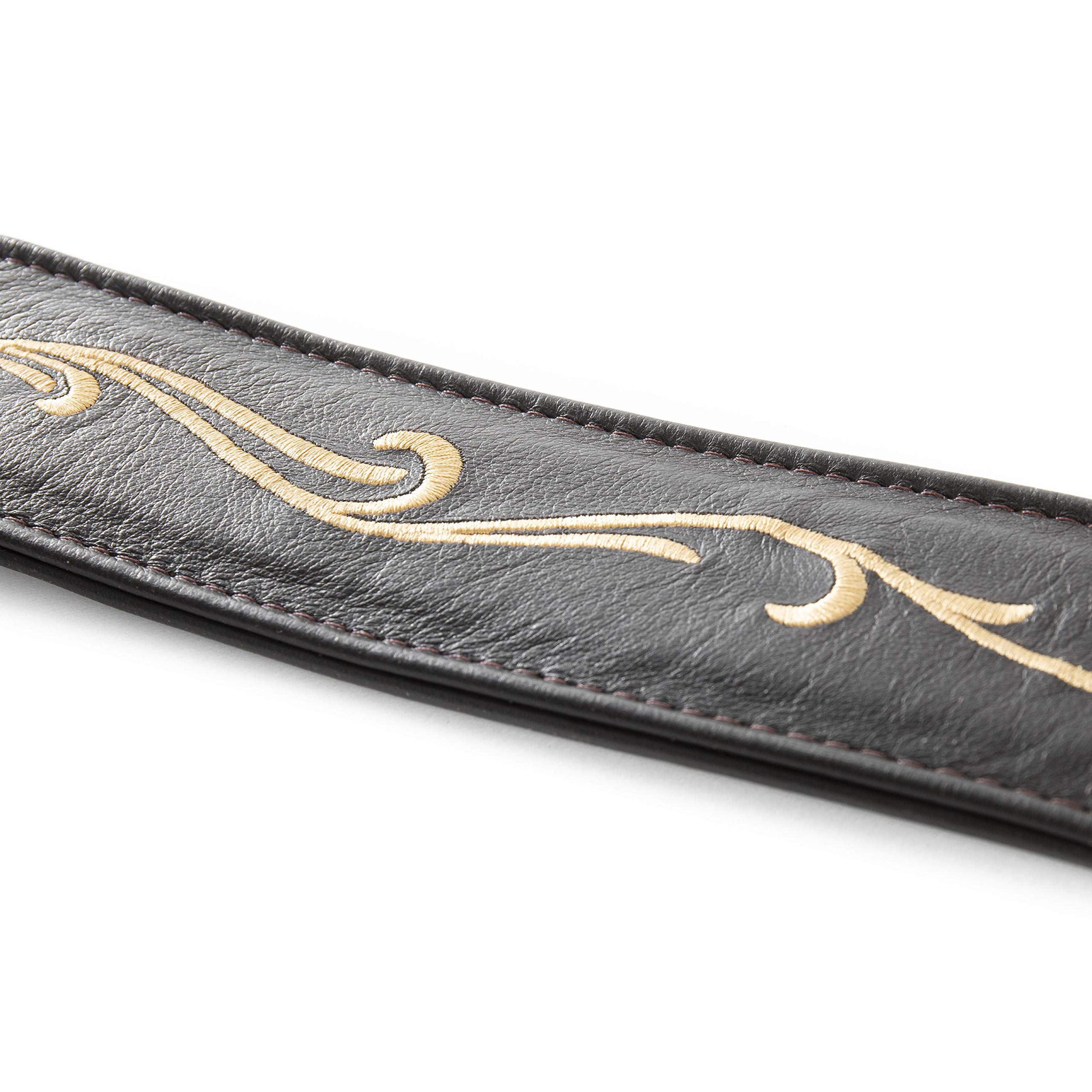 Taylor Embroidered Leather 2.5-inch Guitar Strap - Chocolate Brown | Handcrafted Adjustable Guitar Strap for Acoustic & Electric Guitars | Perfect for Performances, Studio Recording & Live Gigs