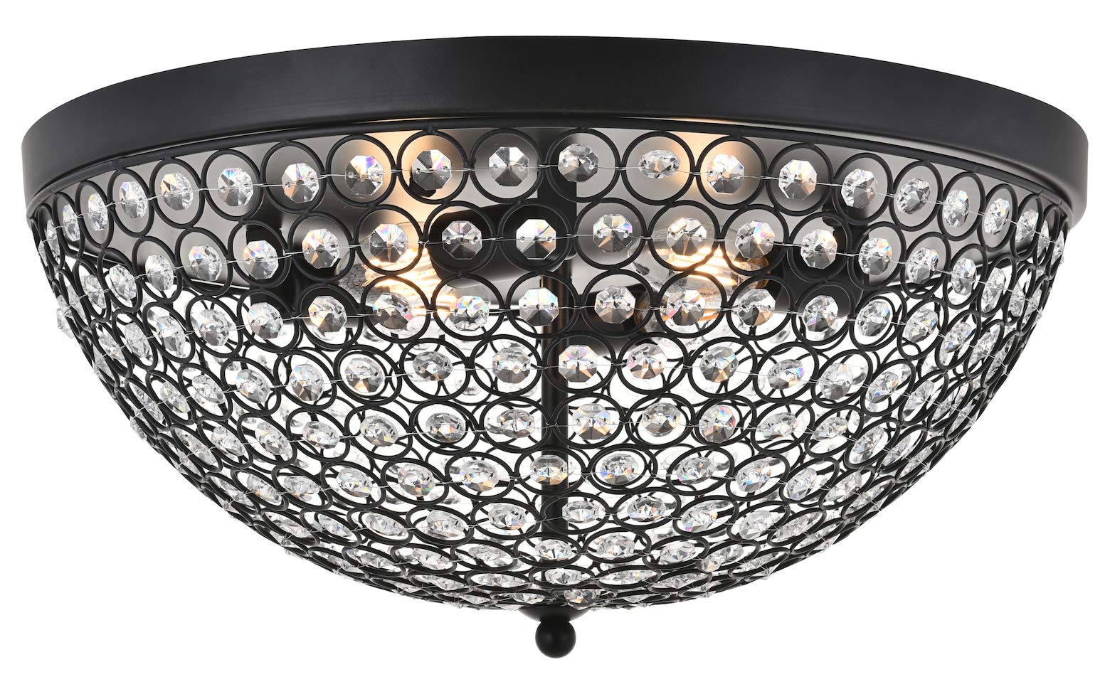 4-Light Matte Black Flush Mount Ceiling Light Fixture with Clear Glass Shades - Perfect for Bedroom, Living Room, and Hallway Lighting