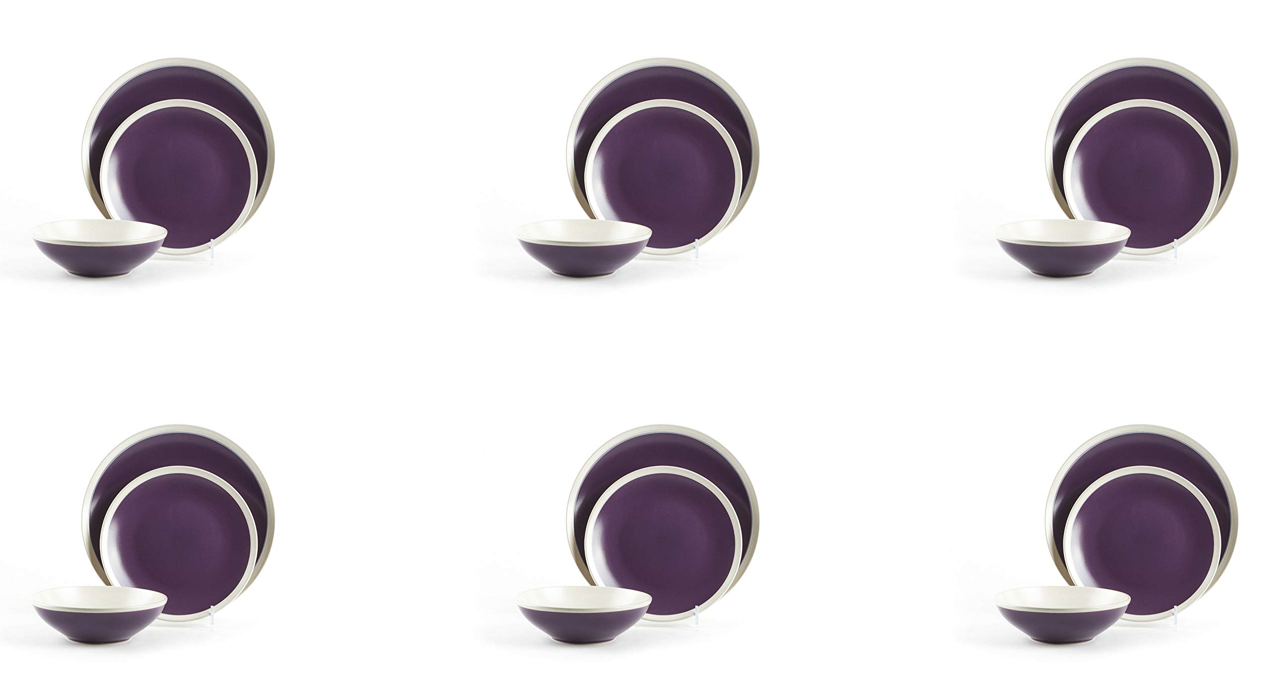 Speckled Stoneware Dinnerware Set 18-Piece - Violet & Ivory for Farmhouse & Rustic Dining | Durable Stoneware Plates, Bowls, Mugs | Perfect for Everyday Use & Entertaining