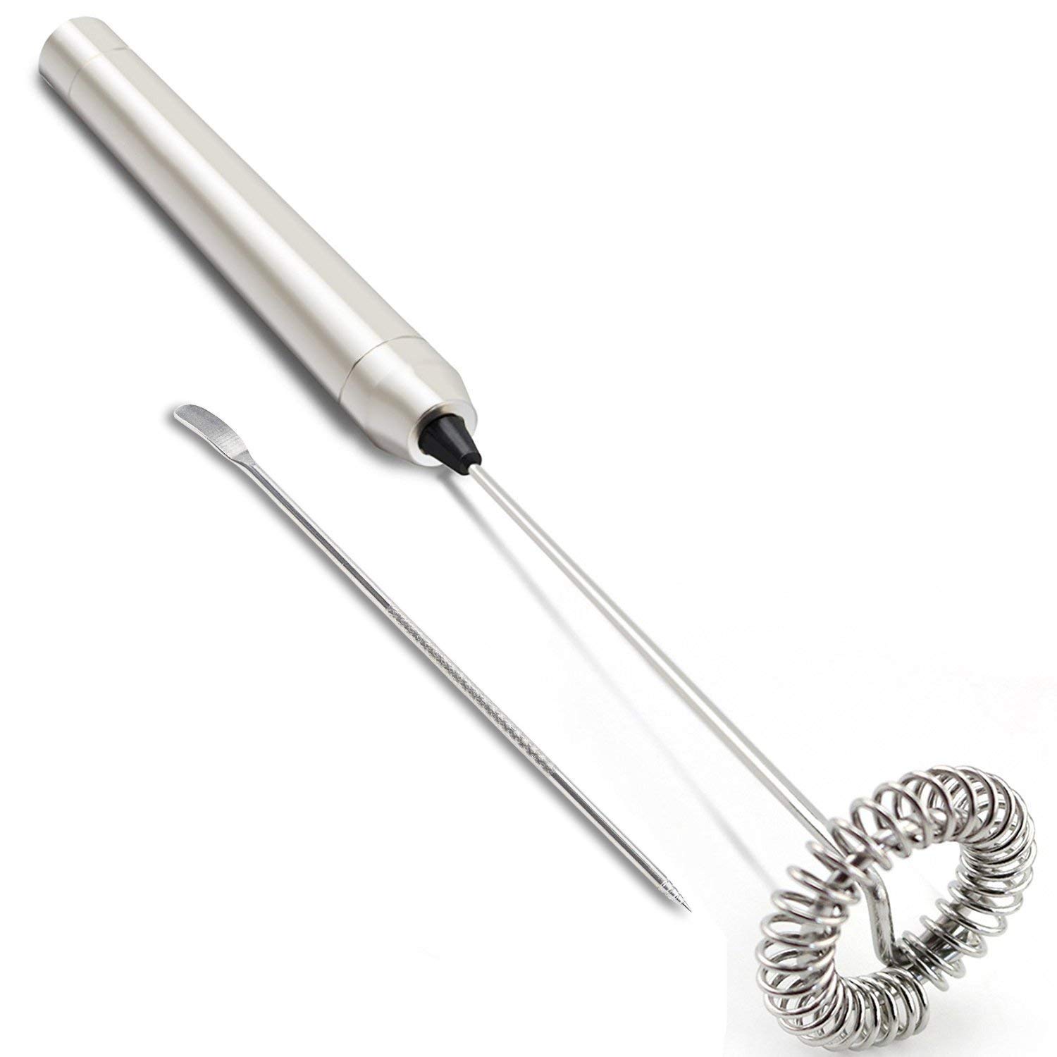 Premium Stainless Steel Handheld Electric Milk Frother with Free Coffee Art Pen - Perfect for Lattes, Cappuccinos, Hot Chocolate & Cocoa - Battery-Powered Drink Mixer & Foamer - Ideal for Home, Office & Coffee Shops