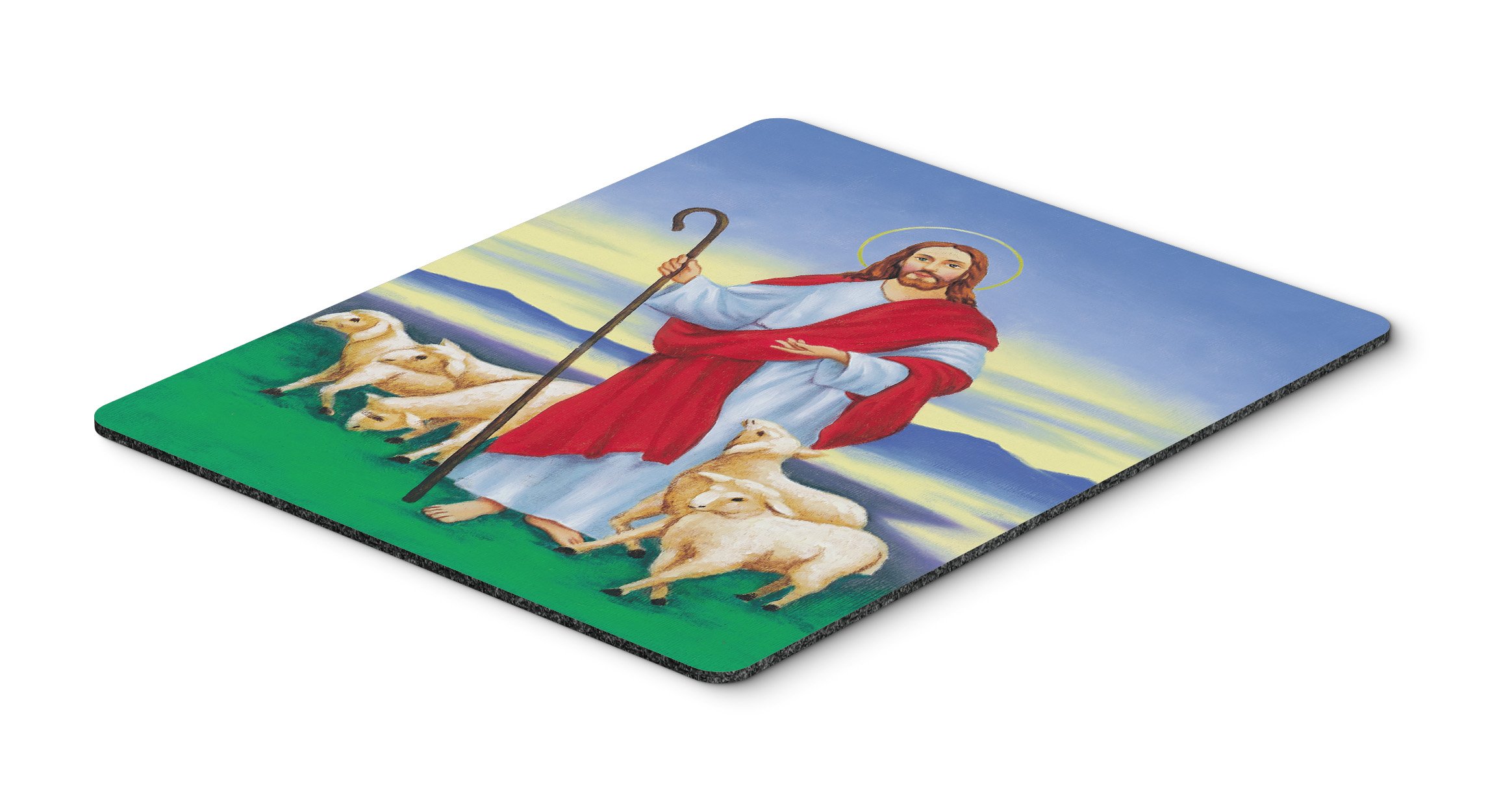 Jesus The Good Shepherd Mouse Pad - Large Washable Non-Slip Desk Mat for Home Office, Gaming & Computer Work | Religious Christian Decor & Hot Pad Trivet for Kitchen | Perfect Gift for Bible Study & Prayer Space