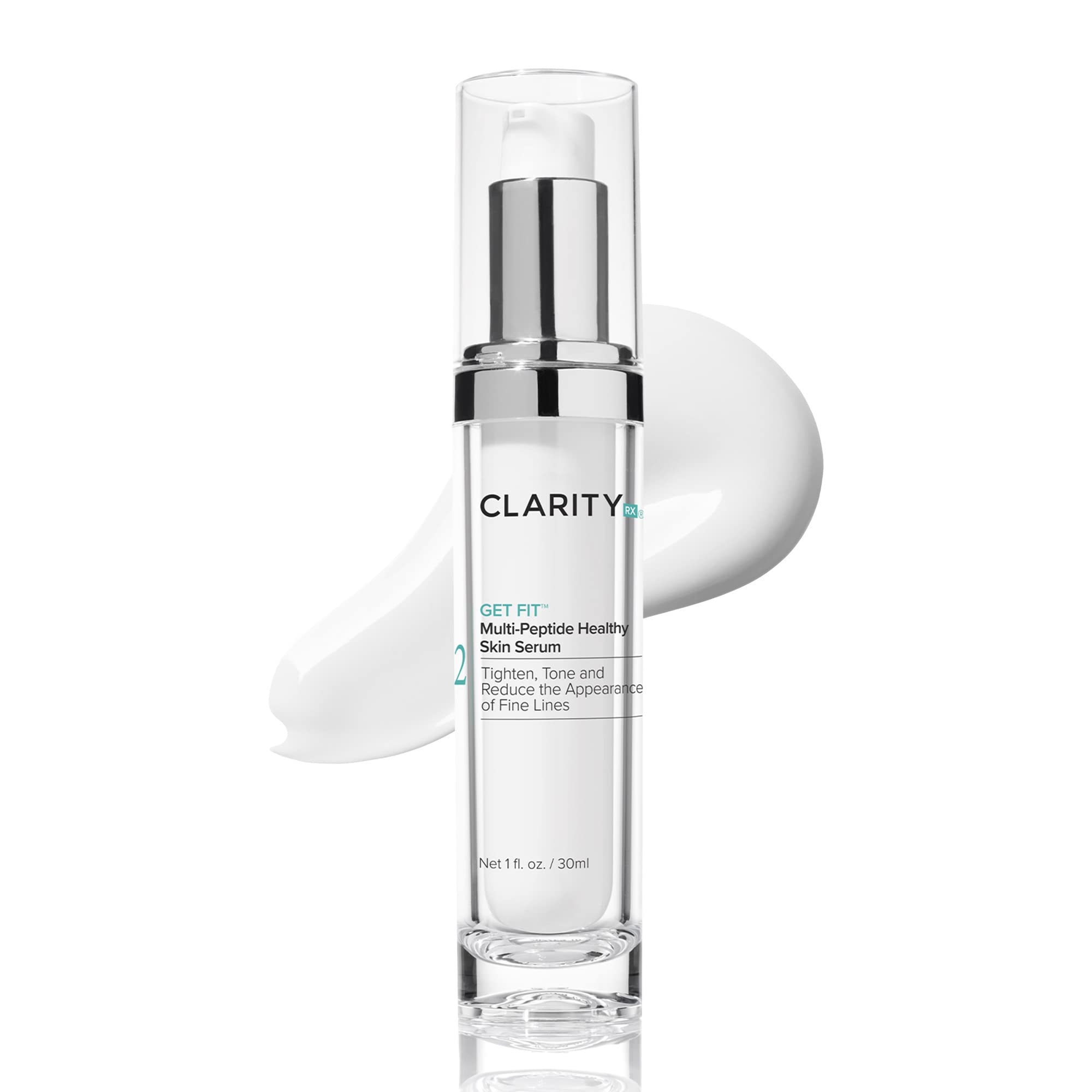 ClarityRx Get Fit Multi-Peptide Anti-Aging Face Serum - Natural Plant-Based Skincare for Fine Lines & Wrinkles, 1 fl oz - Hydrating & Firming Treatment for Daily Use & Night Routine