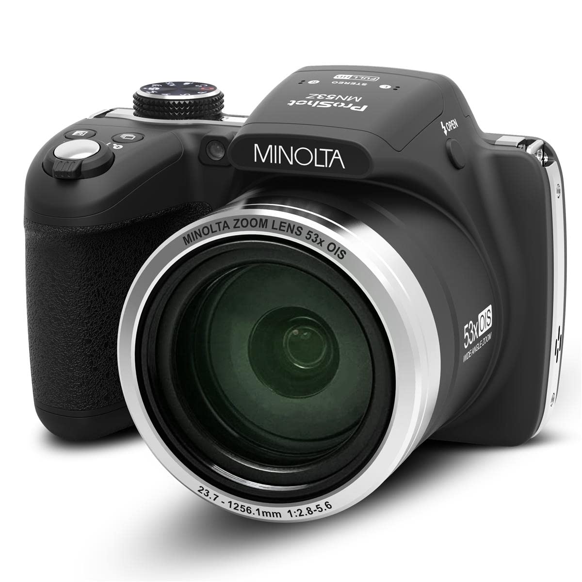 Minolta MN53Z 16MP FHD Digital Camera with 53x Optical Zoom, WiFi & Accessories Bundle (Black) - Includes Shoulder Bag, Octopus Tripod, 32GB SD Card, Reader, Card Case & Cleaning Kit - Perfect for Travel, Wildlife Photography & Vlogging