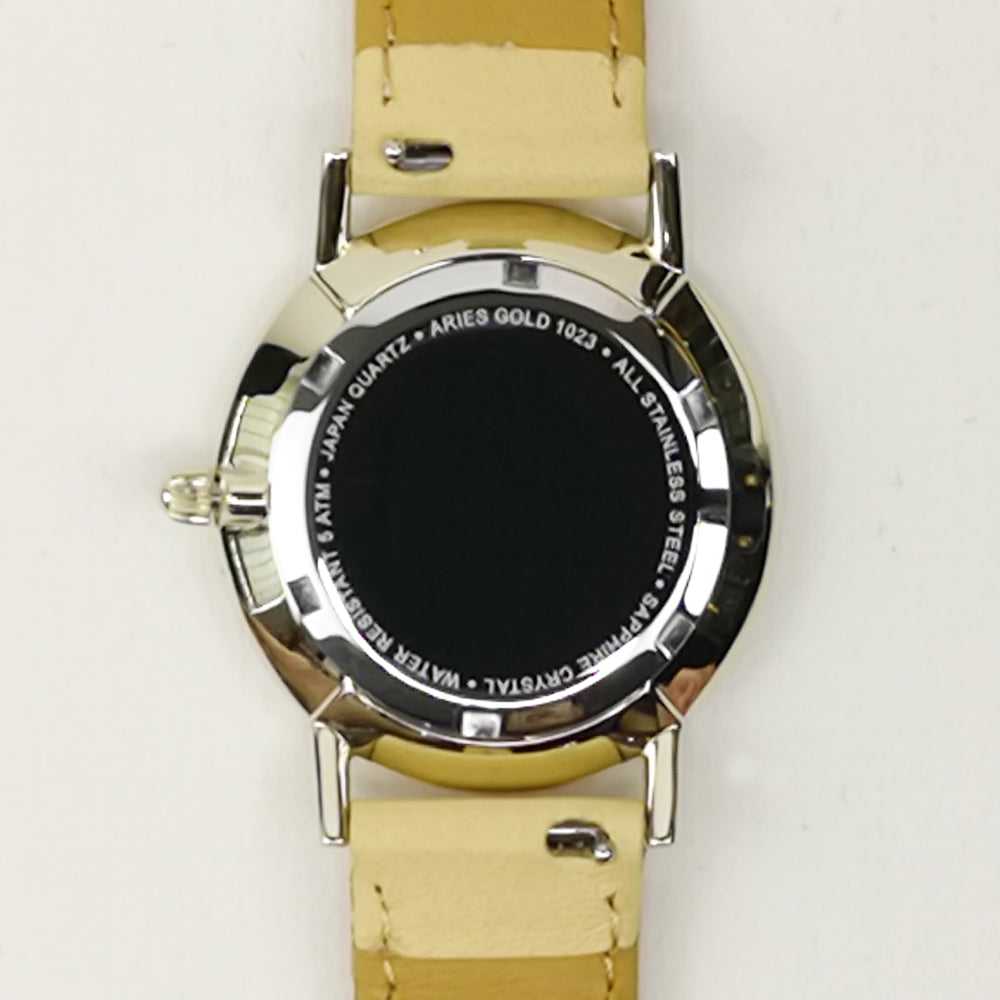 ARIES GOLD Urban Santos Women's Watch - Stainless Steel Case & Genuine Leather Strap - Elegant Gold Tone for Everyday Wear & Office Style
